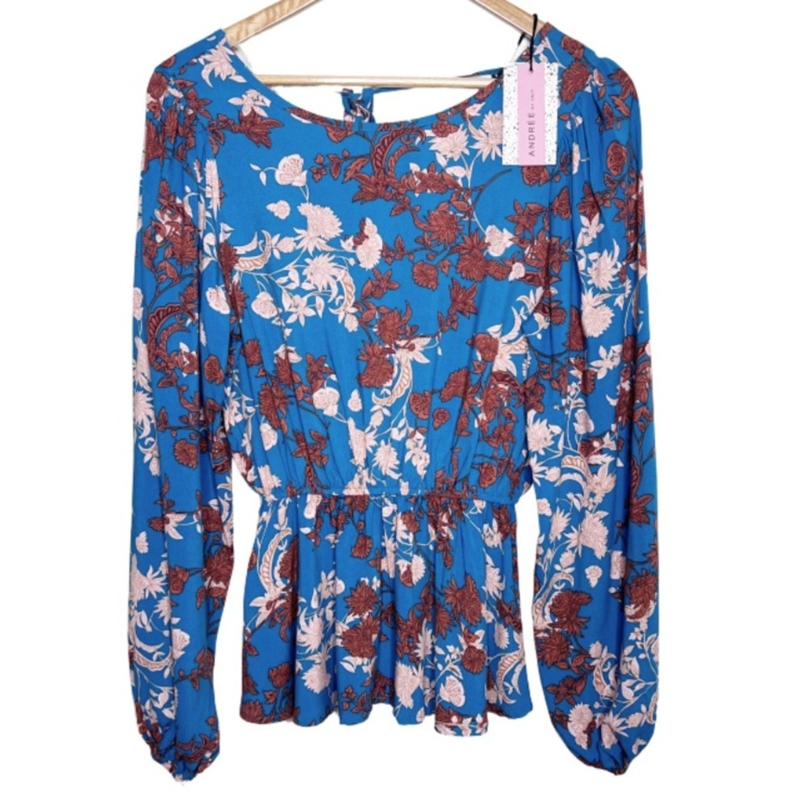 Other New with Tag Womens Andree by Unit Blue Floral Ruffle Blouse Size S / US 4 / IT 40 - 1 Thumbnail