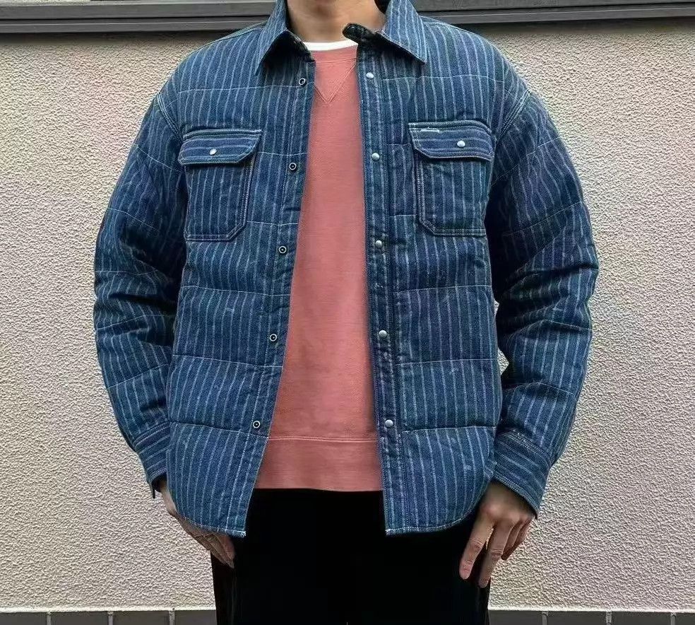 Visvim VISVIM 25 ICT HELLION DMGD Indigo Stripe Down JKT Size US XL / EU 56 / 4 - 9 Thumbnail