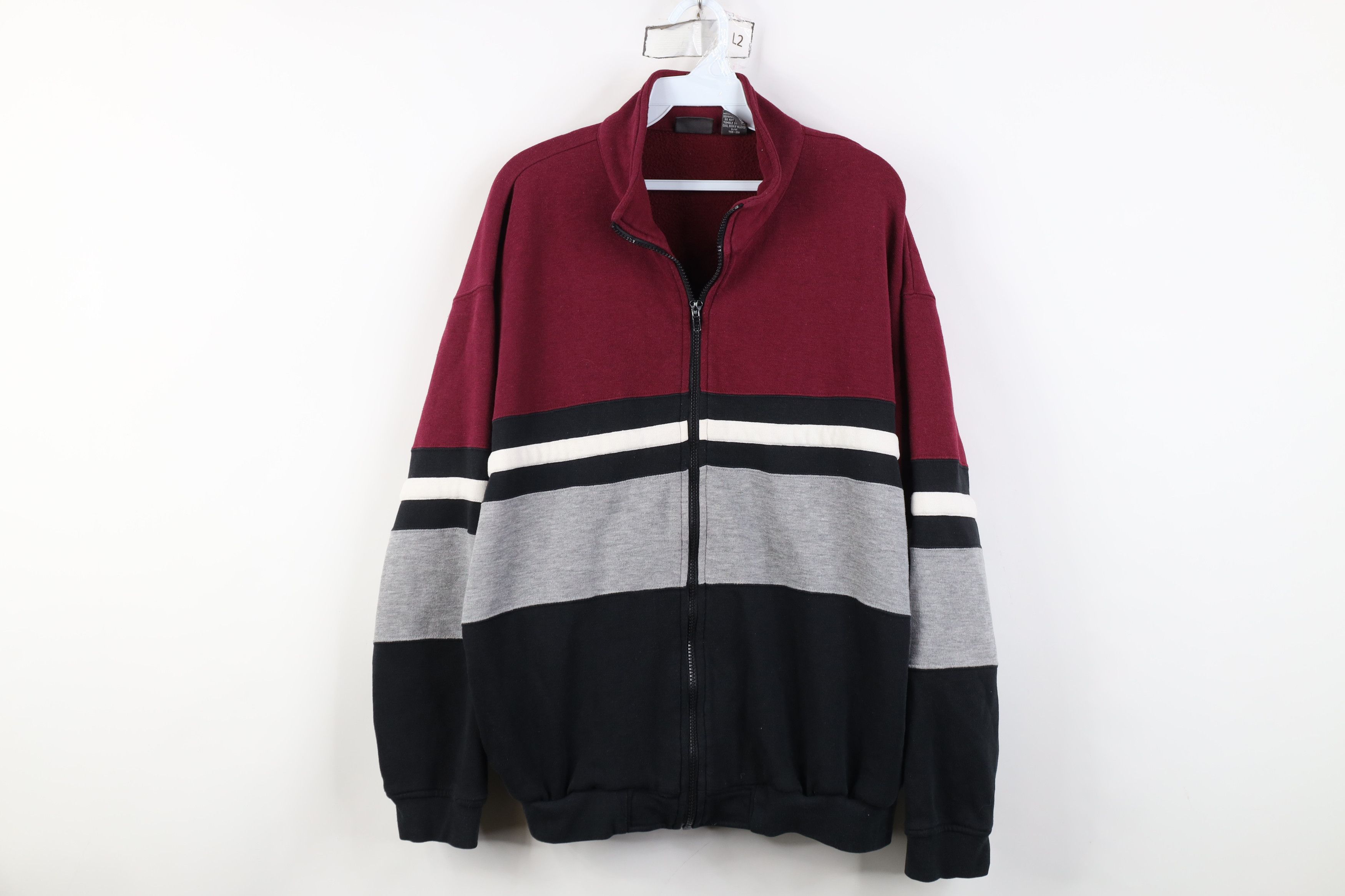 Vintage 90s Streetwear Striped Color Block Sweatshirt Jacket
