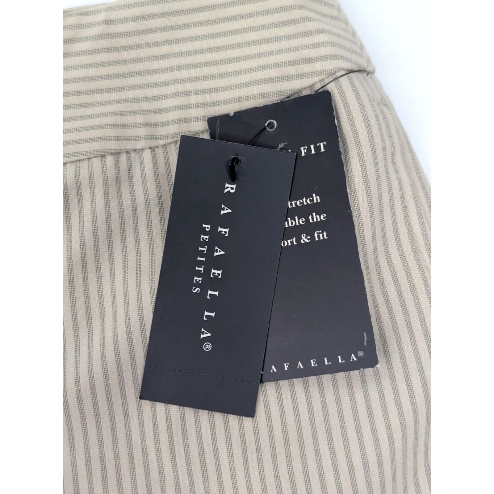 Vintage Rafaella Pinstripe Pants Women 12P (Petite) Casual Dress Pants Beige 31x28 Knit Cotton Spandex Regular Straight Modern Fit Size 30" / US 8 / IT 44 - 2 Thumbnail