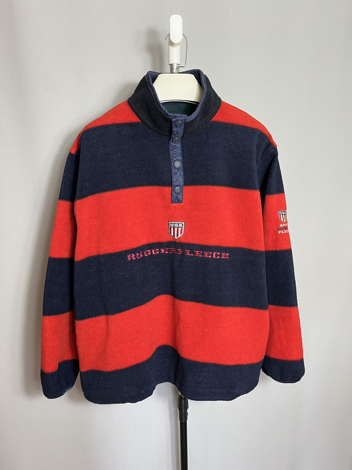 Gant × Vintage GANT RUGGER FLEECE USA Embroidery Logo Half Snap Oversize Size US M / EU 48-50 / 2 - 1 Thumbnail
