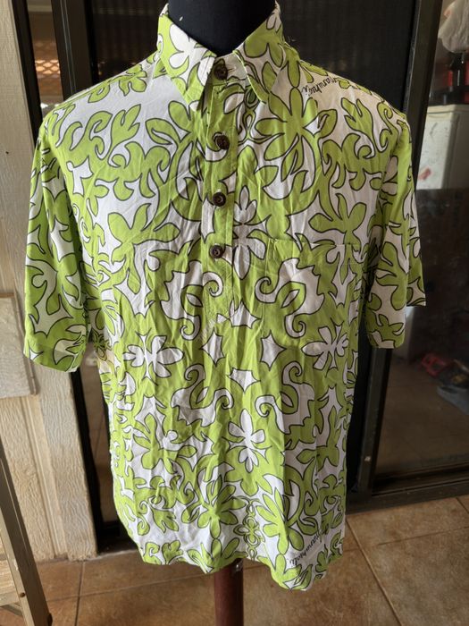 Made In Hawaii Manuhealii Hawaiian Print Green/White Men's Medium | Grailed