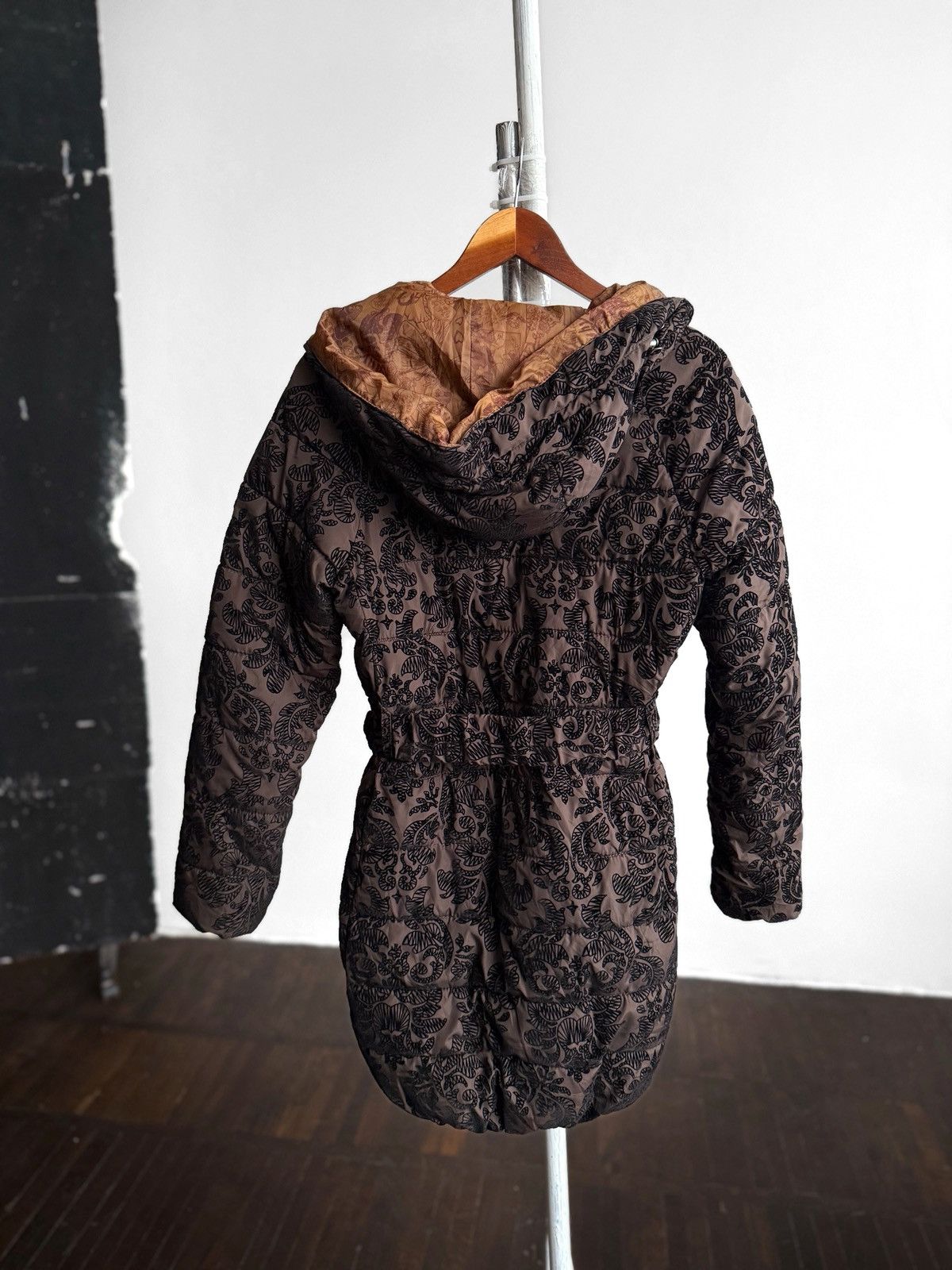 Desigual Desigual Womens Quilted Jacket Hooded Patterned Brown Casual Size S / US 4 / IT 40 - 4 Thumbnail