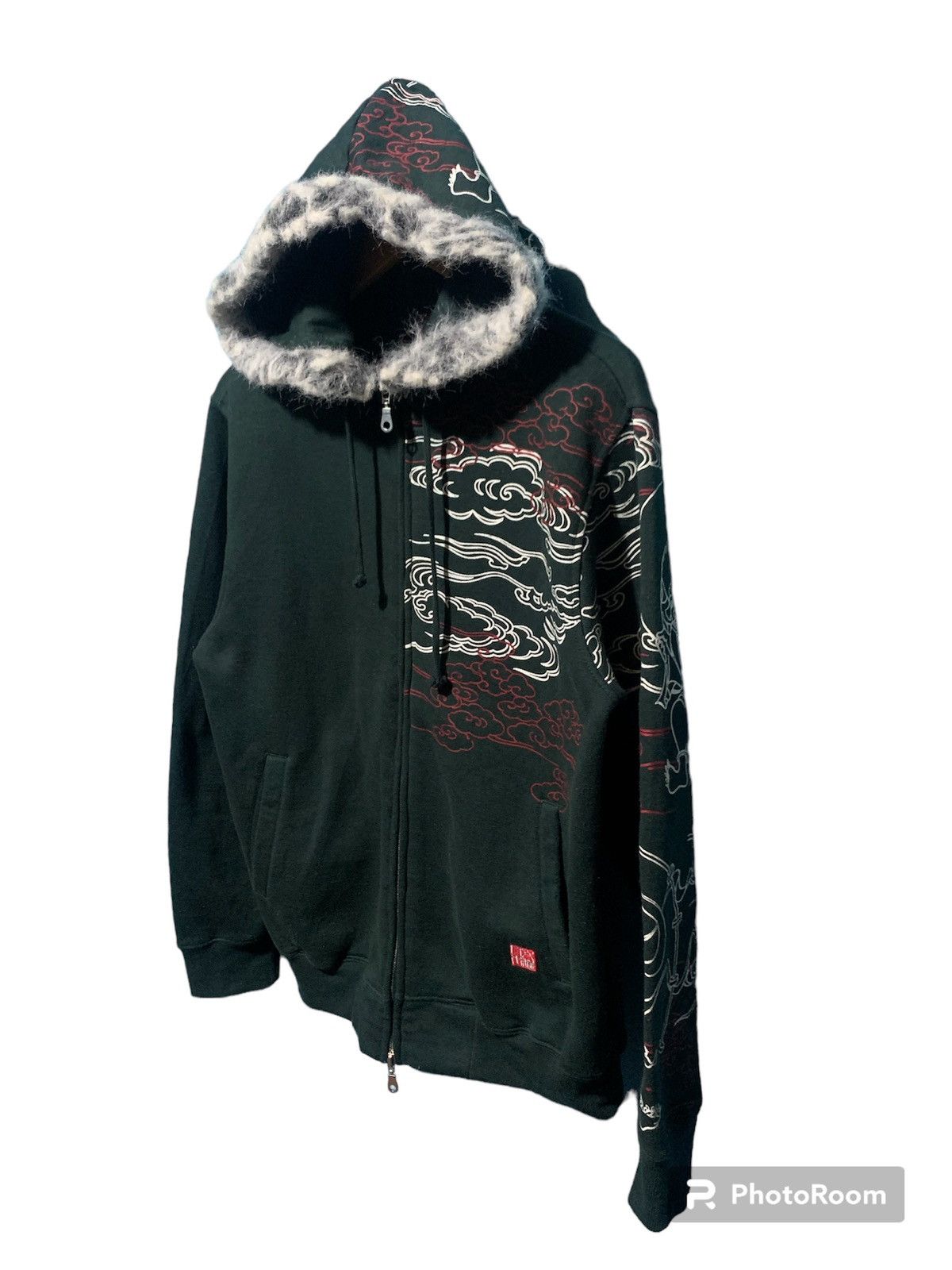 If Six Was Nine × Japanese Brand × Le Grande Bleu (L.G.B.) Sukajan fujin raijin fur hoodie over printed japanese style Size US L / EU 52-54 / 3 - 3 Thumbnail