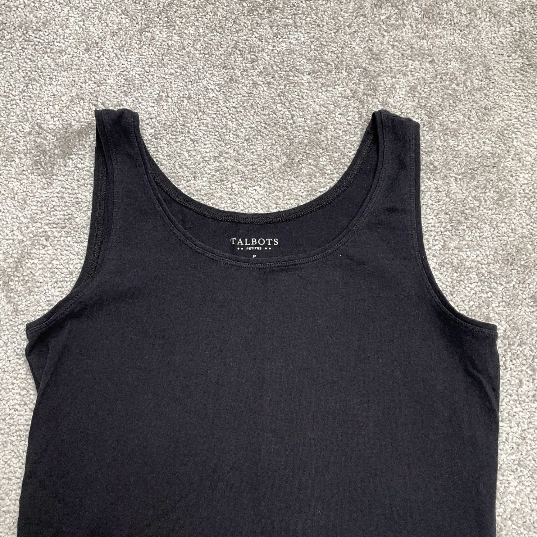 Talbots Talbots Tank Womens 0P Petites Black Scoop Neck Sleeveless Cotton Modal Spandex Knit Basic Casual Size XS / US 0-2 / IT 36-38 - 3 Thumbnail