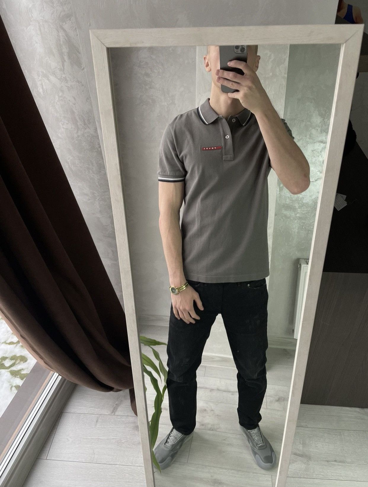 Prada Prada Red Tab Grey Polo Shirt Size US S / EU 44-46 / 1 - 8 Thumbnail