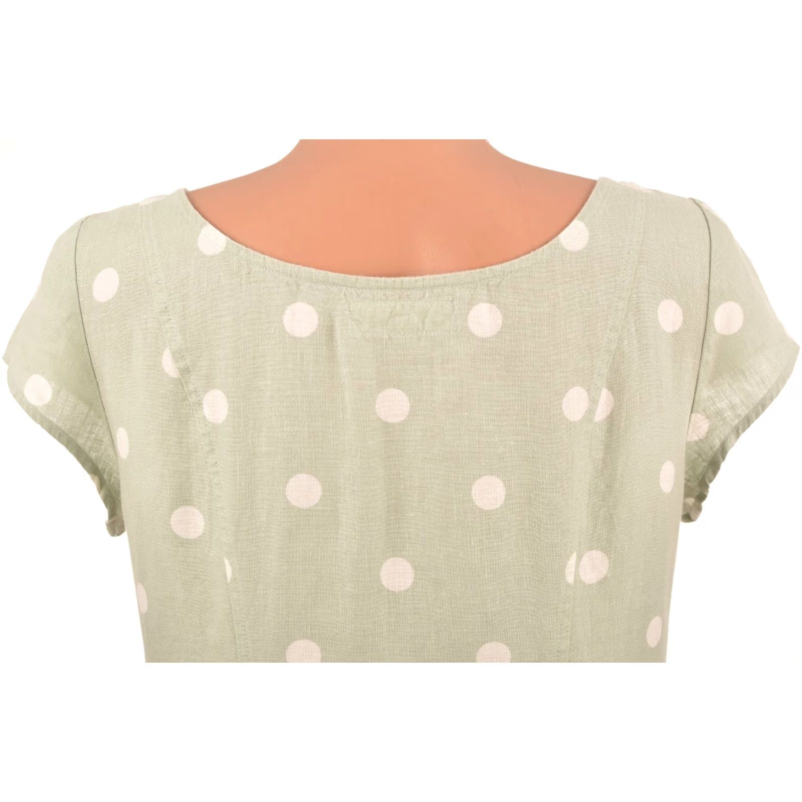 Vintage VINTAGE Lin'n Laundry Paris Muscari Linen Polka Dot Mint Dress 38 Green 100% Linen Short Sleeve Knee Length Women Mens Womens Girls Boys Size XS / US 0-2 / IT 36-38 - 5 Thumbnail