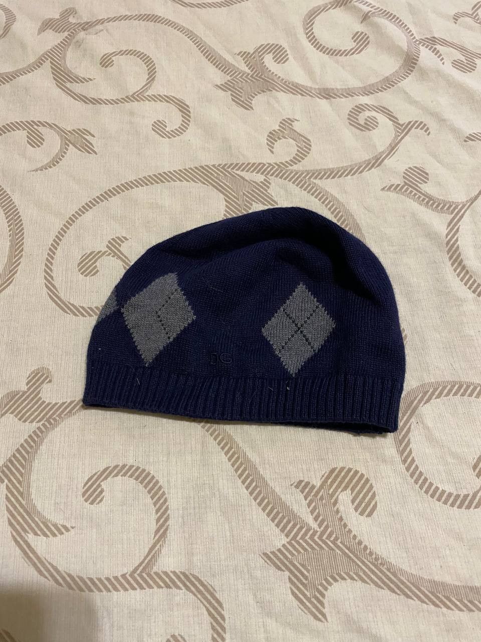 Dolce & Gabbana Dolce & Gabbana Argyle Knit Beanie Navy Size S Size ONE SIZE - 1 Thumbnail