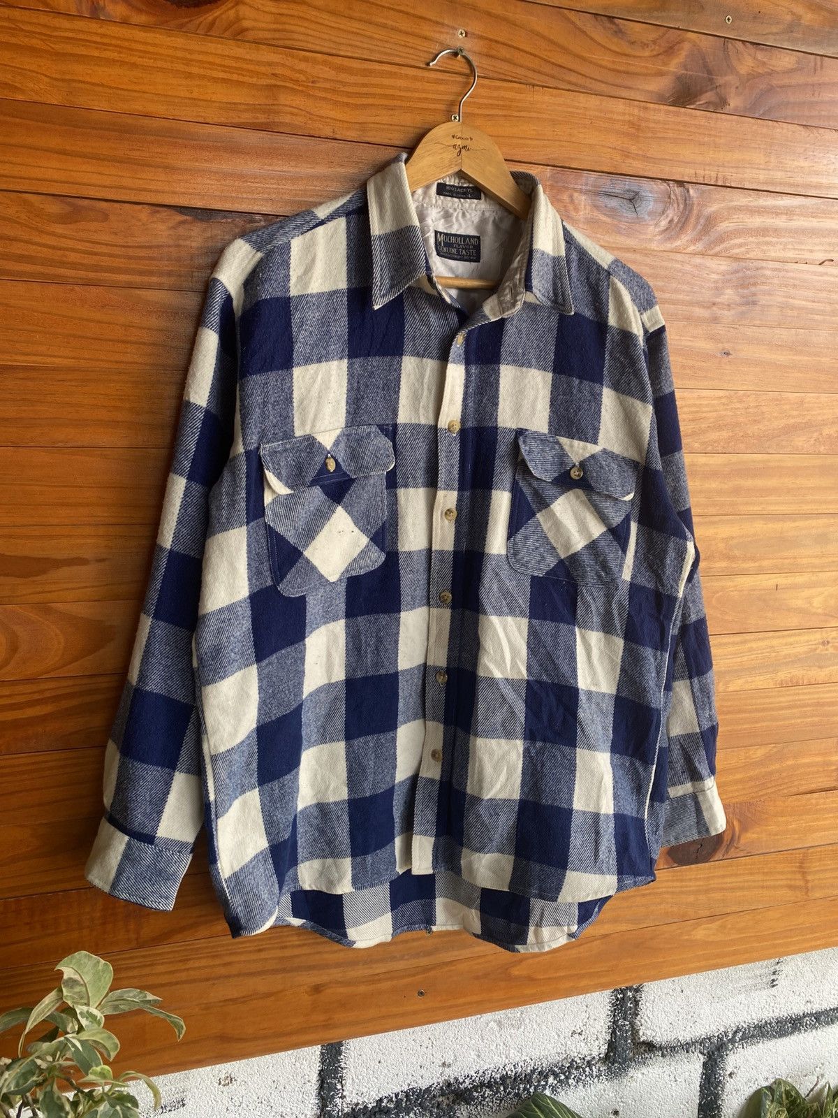 Vintage Mulholland Genuine Taste Blue & White Check Flannel Shirt Size US L / EU 52-54 / 3 - 5 Thumbnail