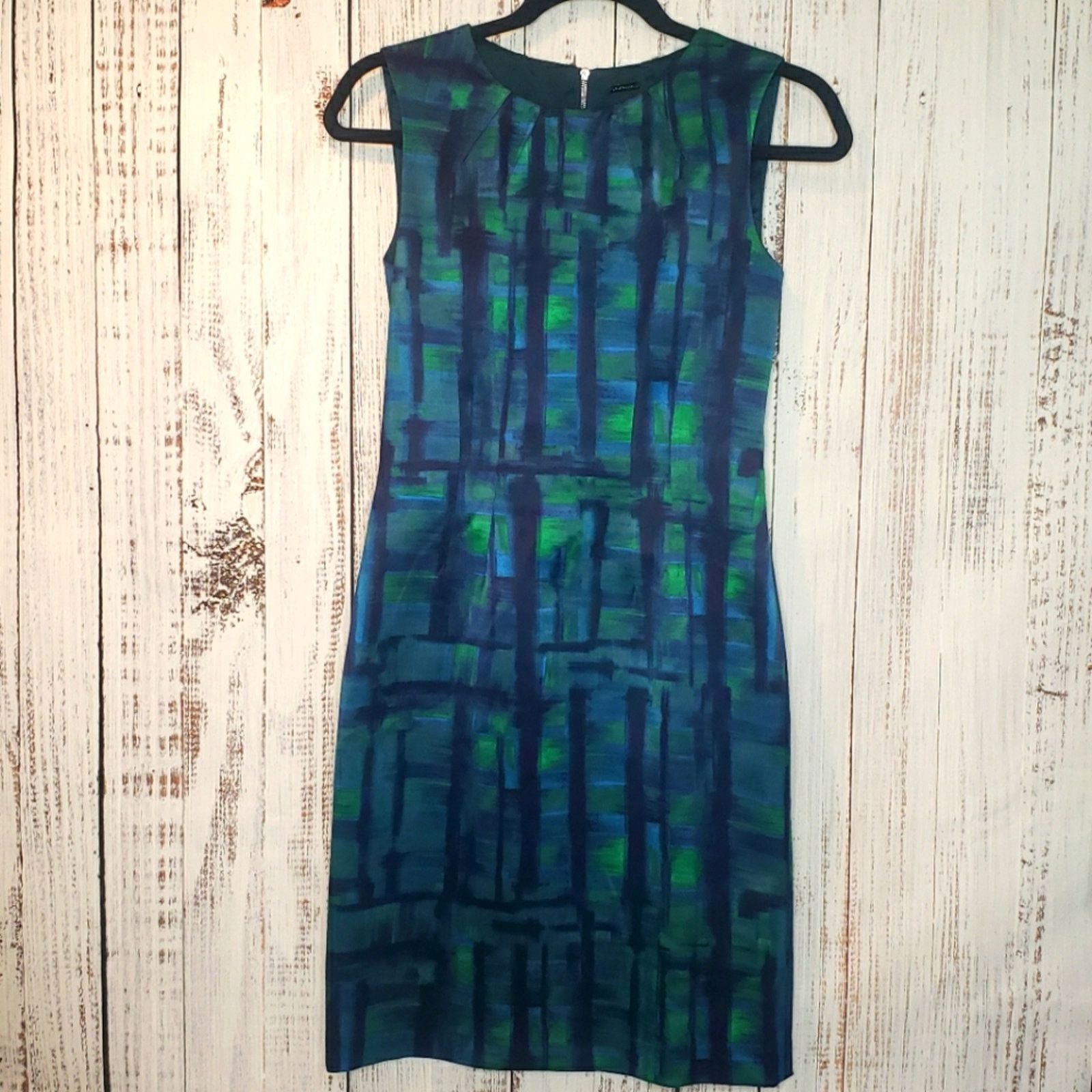 Elie Tahari EUC Elie Tahari Sz 0 Lined sateen midi dress watercolor prnt Size XS / US 0-2 / IT 36-38 - 1 Thumbnail