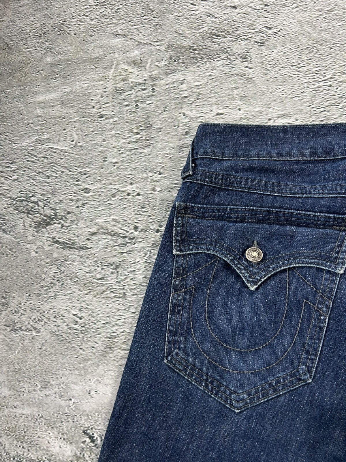 True Religion × Vintage True Religion jorts denim shorts navy black stitching Ricky Size US 34 / EU 50 - 4 Thumbnail