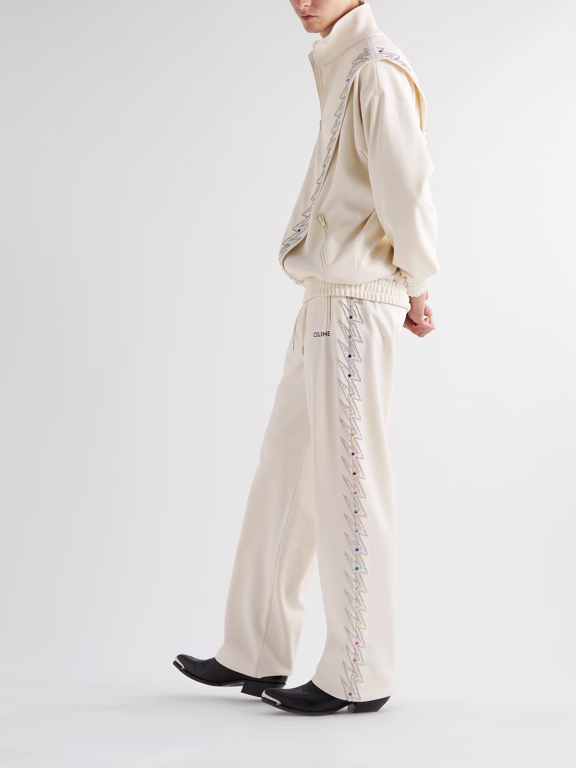 Celine 2Z3211210.01XD Straight-Leg Embellished Jersey Track