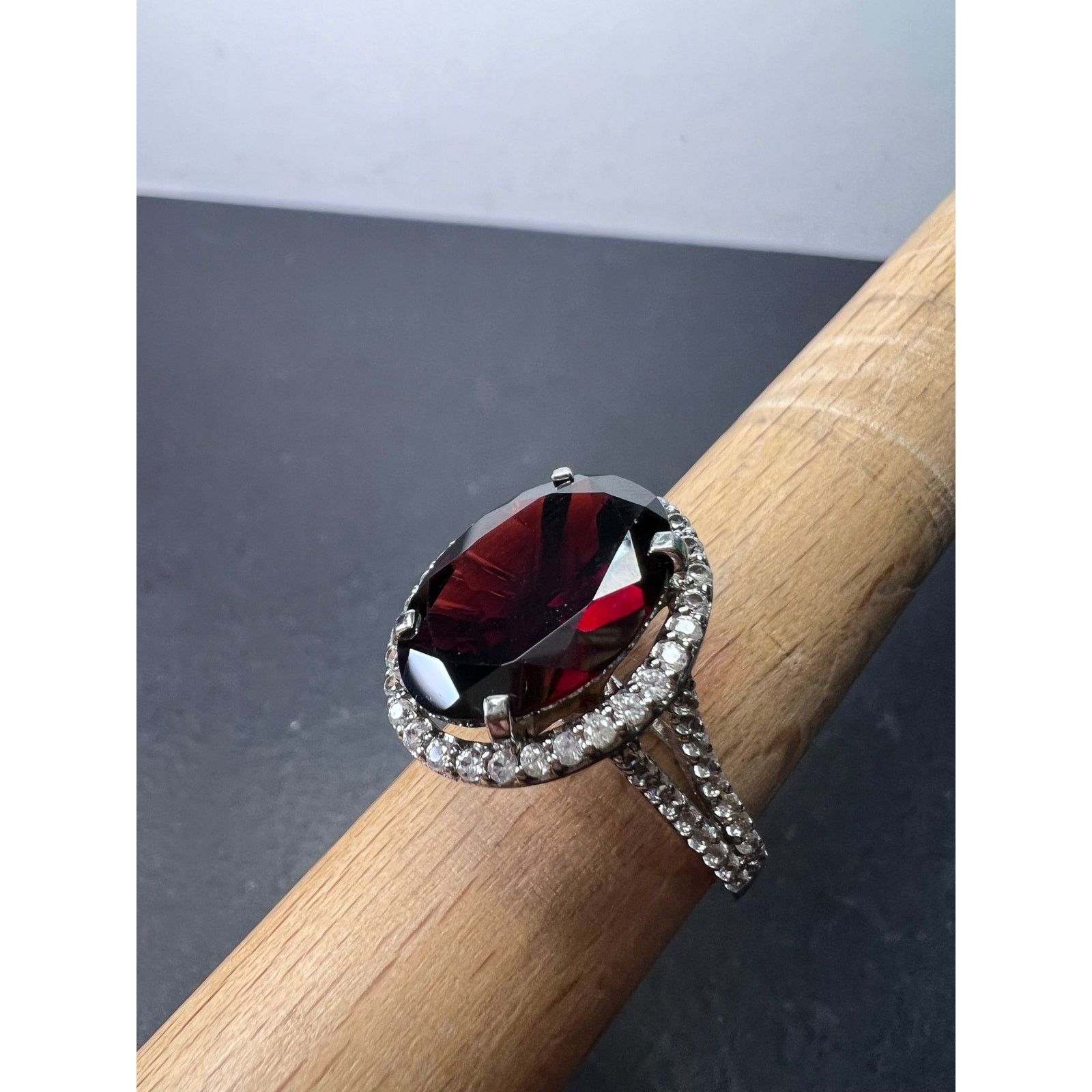 Other Garnet and zircon sterling silver cathedral halo ring size 9 Size ONE SIZE - 1 Thumbnail