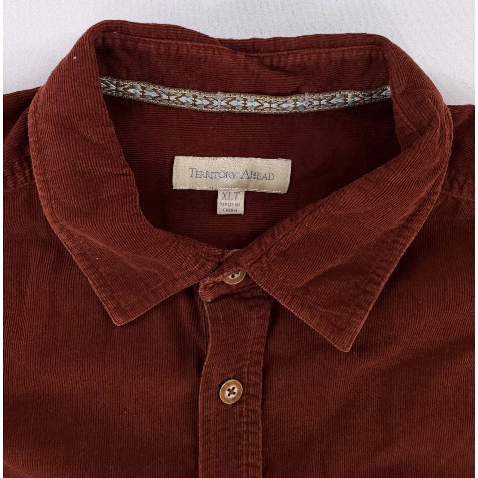 The Territory Ahead Territory Ahead Button-Up Shirt Mens XL Tall Brown Corduroy Pinwale Long Sleeve Size US XL / EU 56 / 4 - 2 Thumbnail