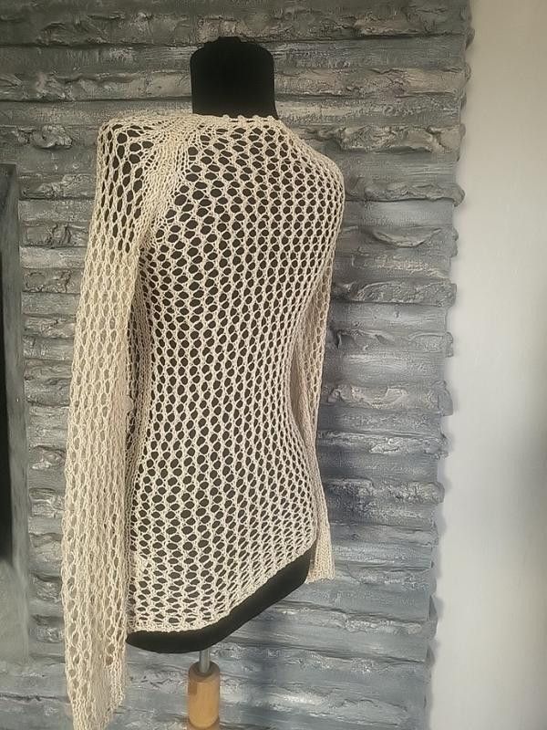 Japanese Brand Fishnet Jumper with Chunky Flowers Crochet sz S Size S / US 4 / IT 40 - 2 Thumbnail