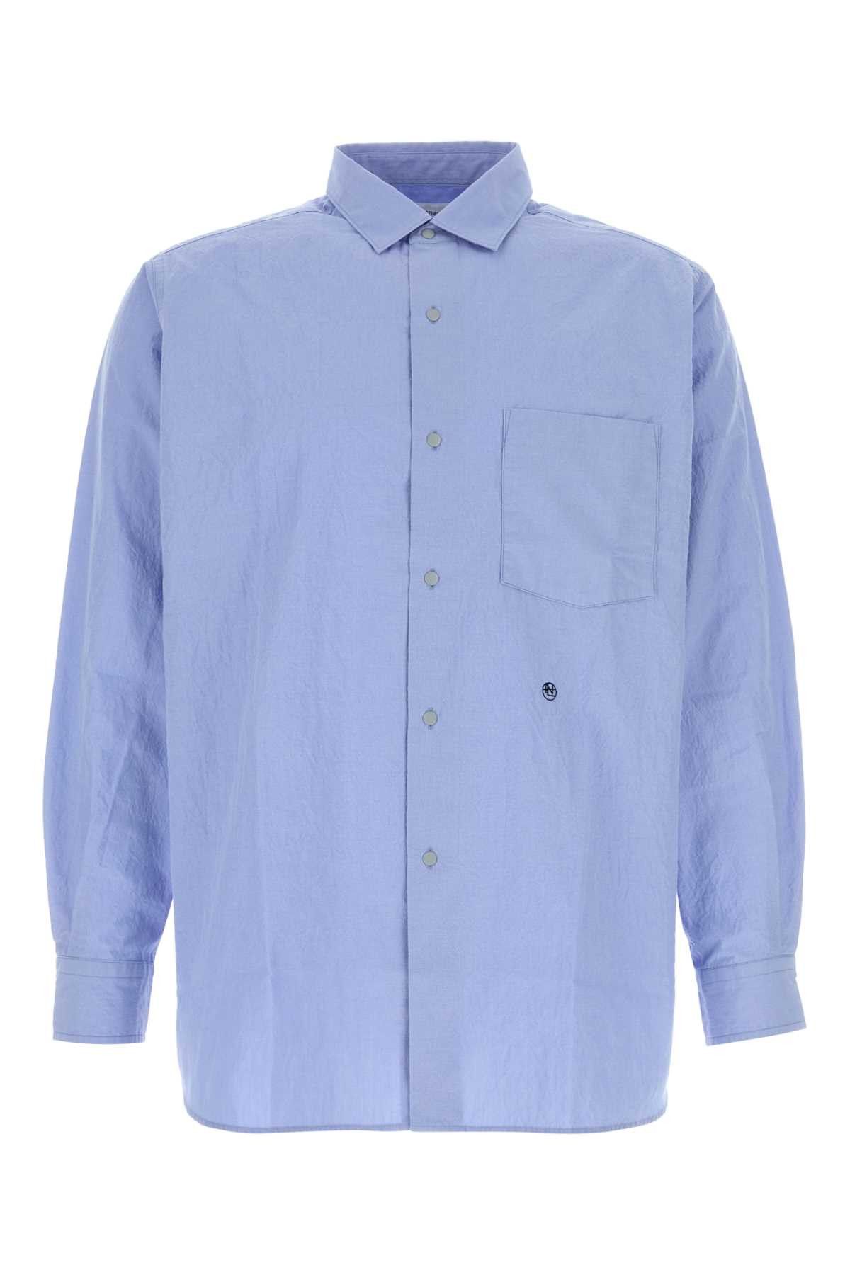 Nanamica Powder Light-Blue Cotton Blend Oversize Shirt Size US S / EU 44-46 / 1 - 1 Thumbnail