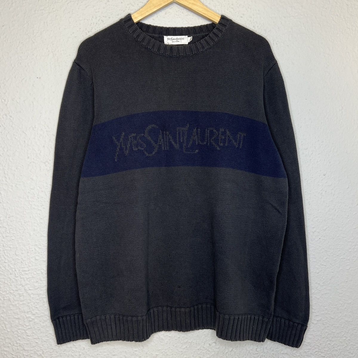 Yves Saint Laurent Yves Saint Laurent Knitwear Sweater Big Logo Spellout YSL Size US L / EU 52-54 / 3 - 1 Thumbnail
