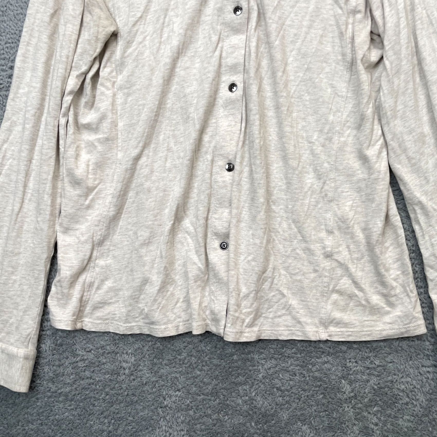 J. Jill J Jill Womens Medium Tall Beige Knit Button-Up Shirt Size M / US 6-8 / IT 42-44 - 6 Thumbnail