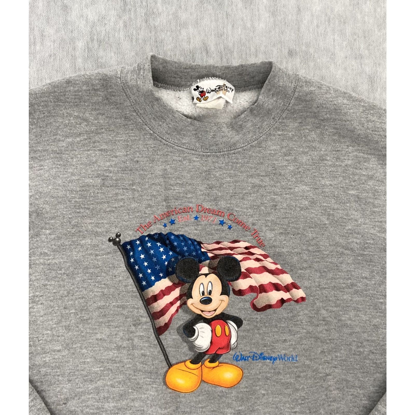 Disney VINTAGE Disney Mickey Mouse USA Flag Sweater Pullover Adult Medium Gray Fleece M Size US M / EU 48-50 / 2 - 3 Thumbnail