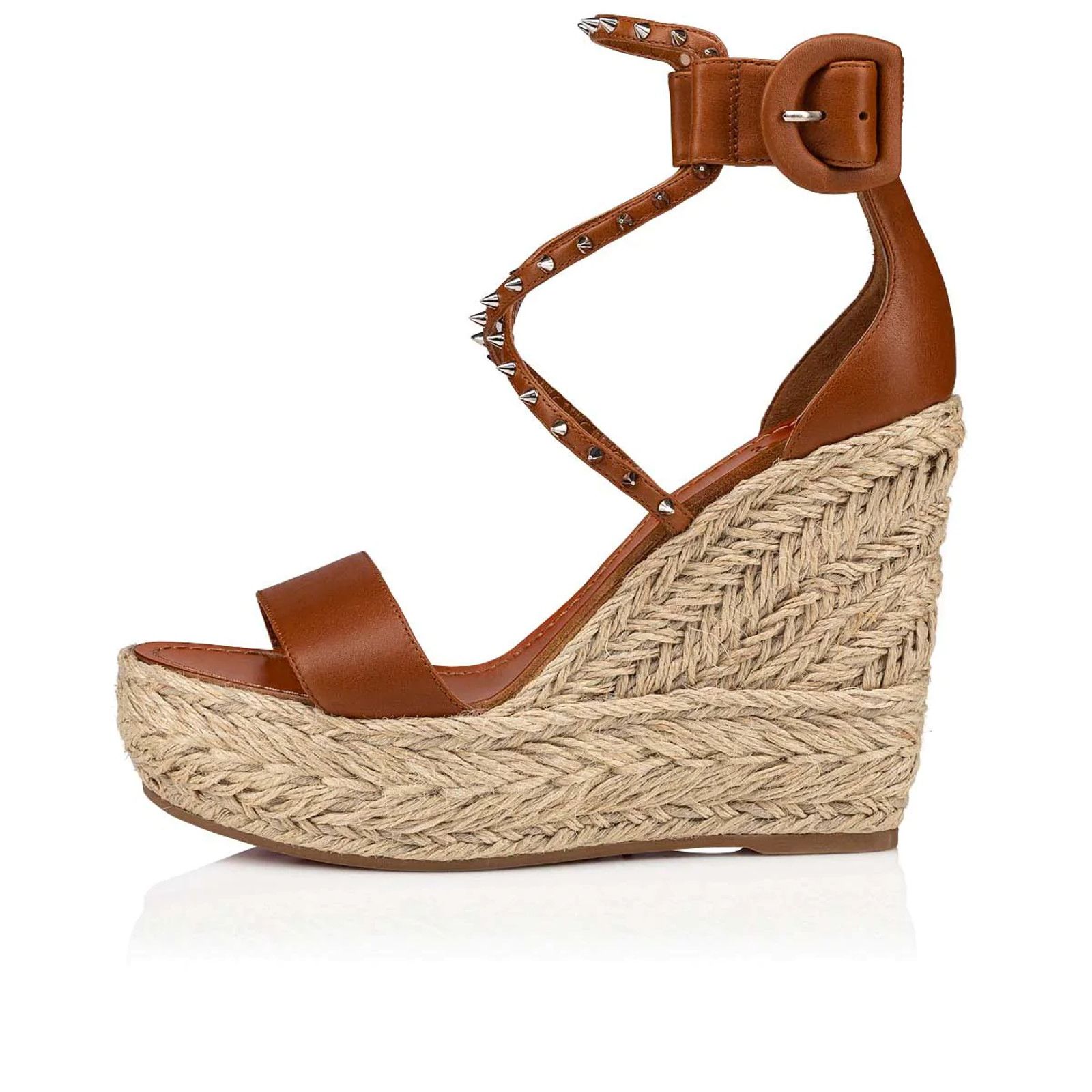 Christian Louboutin Chocazeppa Spikes 120 Cuoio Brown Platform Wedge Sandal 42 Size US 12 / IT 42 - 3 Thumbnail
