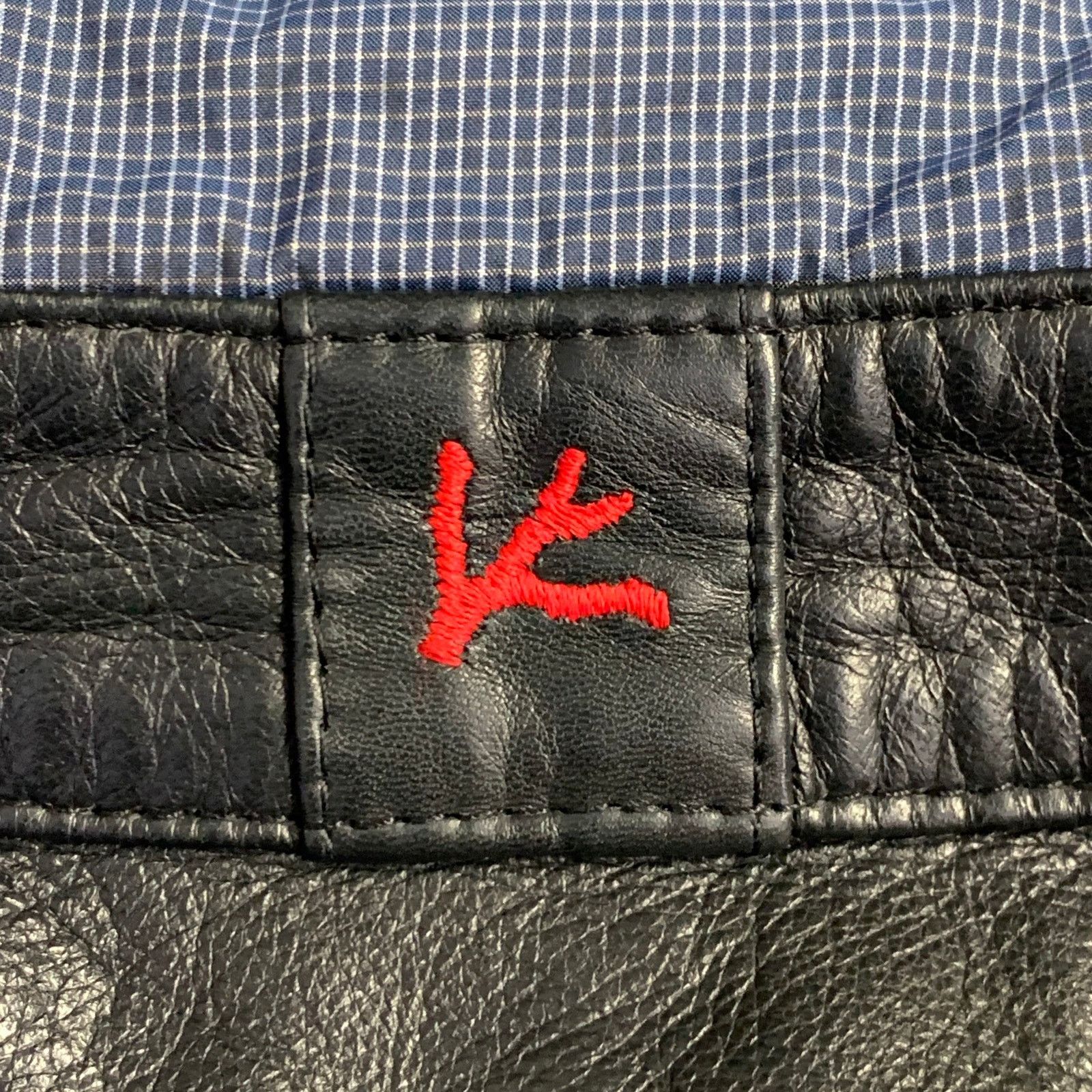 Isaia Black Blue White Reversible Zip Up Lambskin Leather Jacket Size US M / EU 48-50 / 2 - 7 Thumbnail