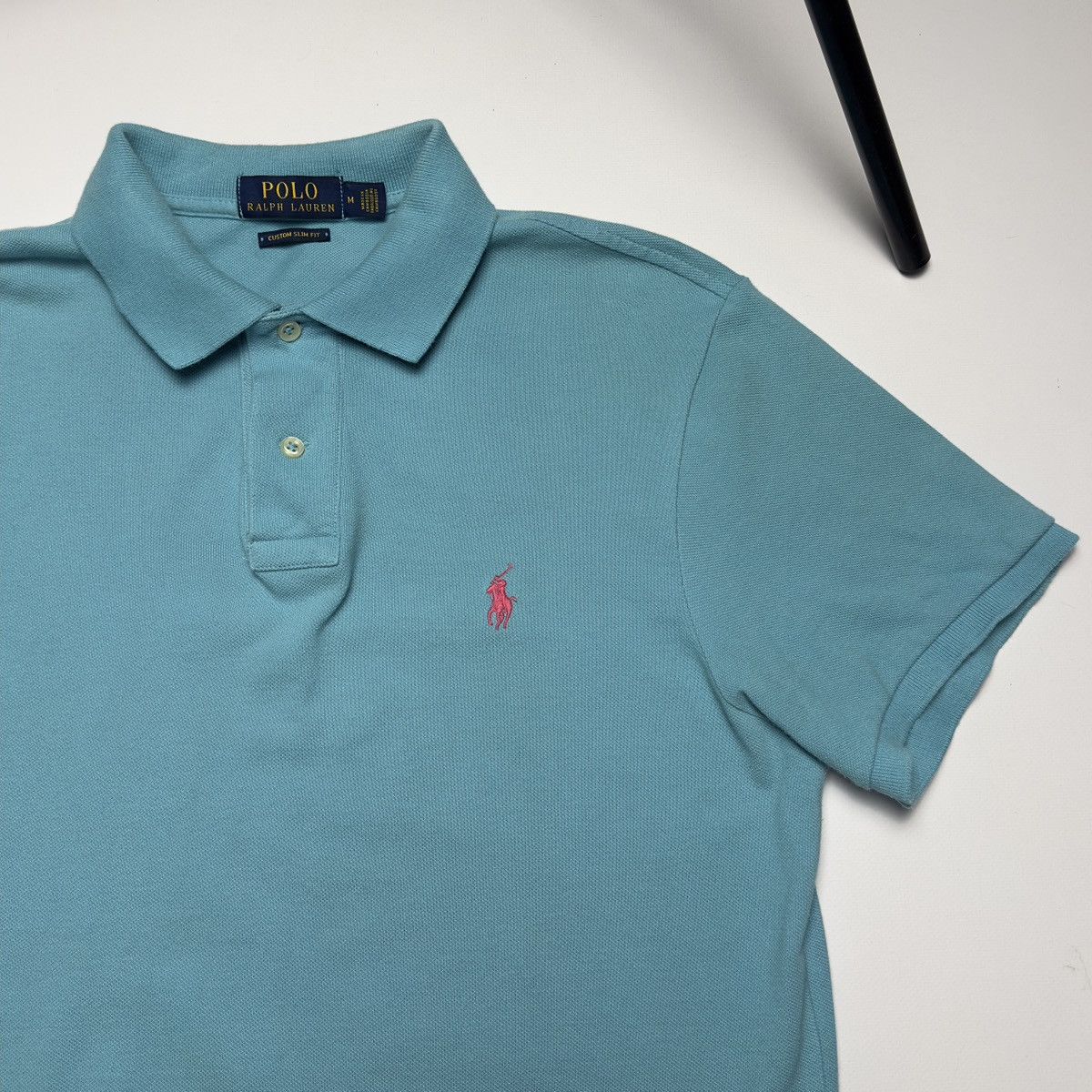 Polo Ralph Lauren Polo Ralph Lauren Custom Slim Fit Pique Polo Turquoise M Size US M / EU 48-50 / 2 - 7 Thumbnail