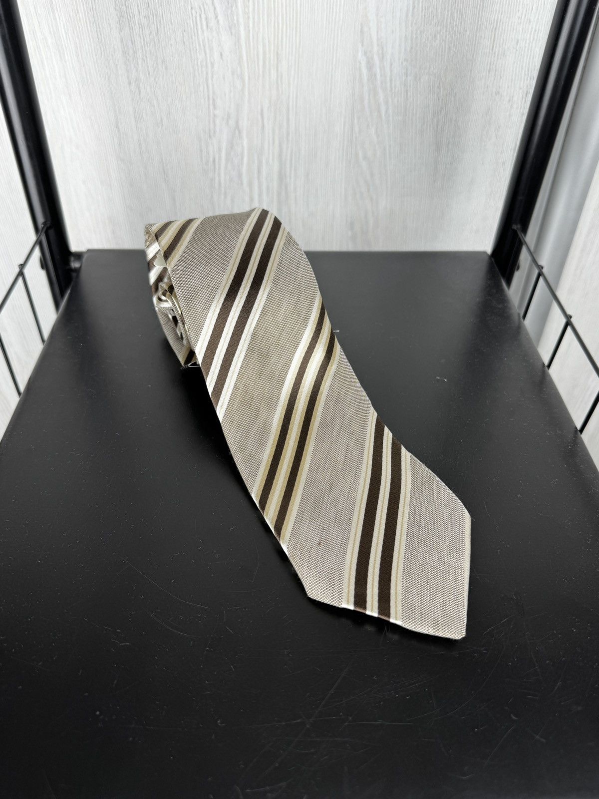 Ermenegildo Zegna NEW ERMENEGILDO ZEGNA Tie Silk Linen Grey Italy Authentic Size ONE SIZE - 2 Thumbnail