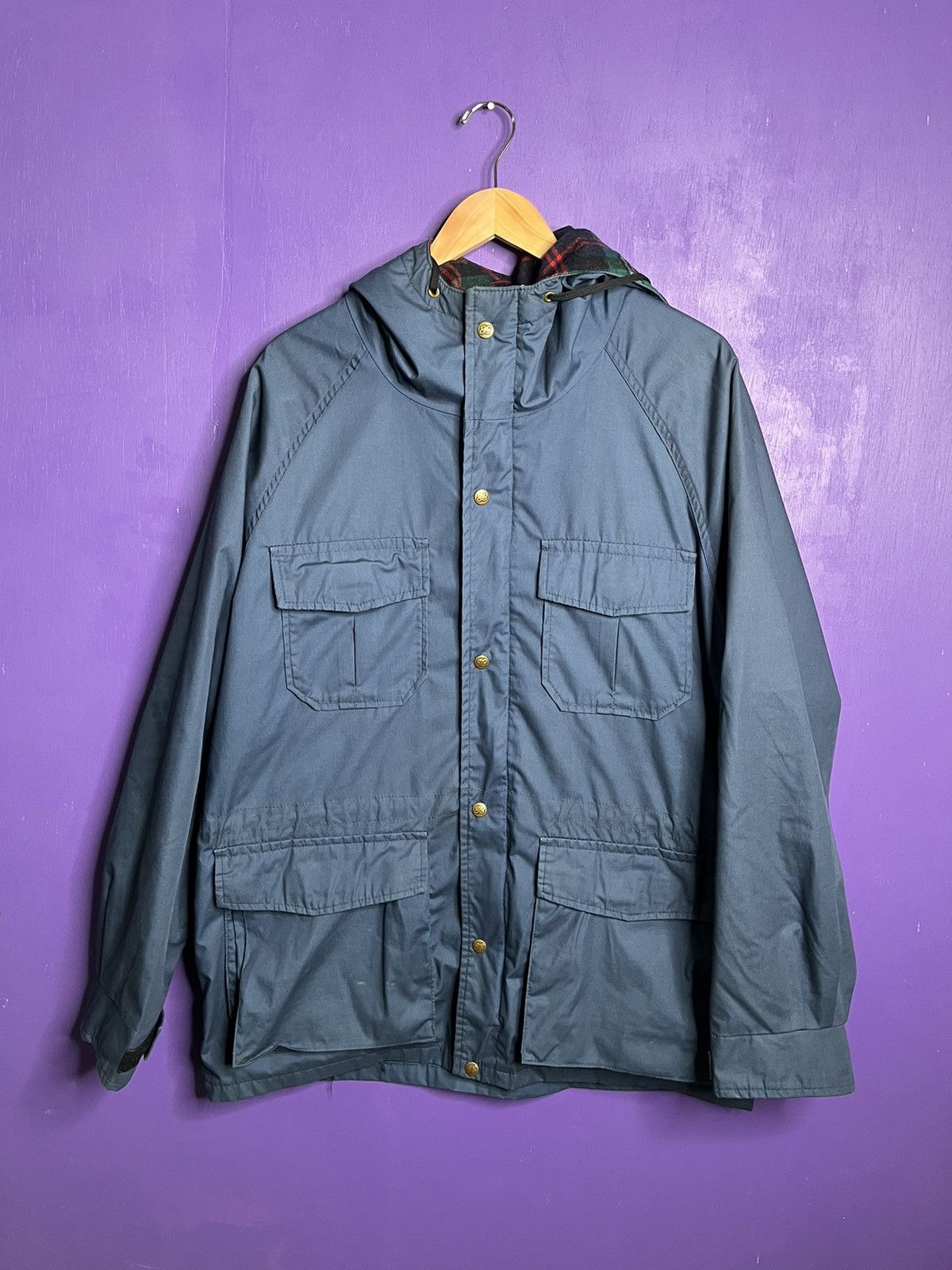 Vintage 90s Eddie Bauer flannel lined trench jacket