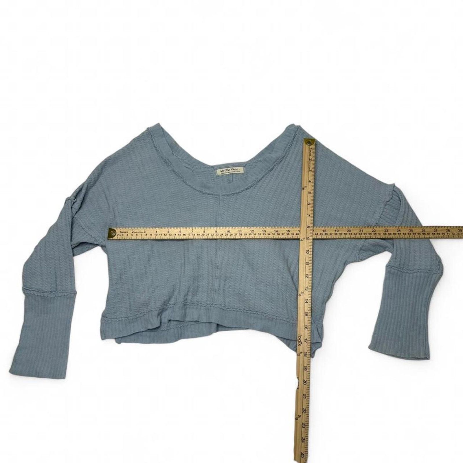 Free People Free People V Neck Soft Blue 100% Cotton Knitted Size Small Size S / US 4 / IT 40 - 3 Thumbnail