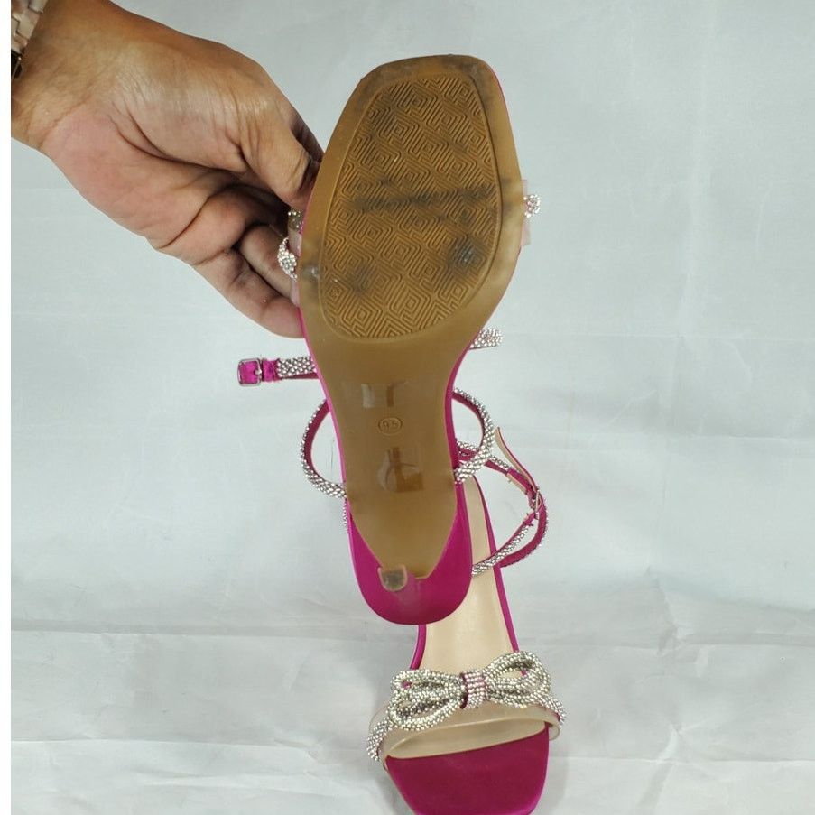 Other Dream Pair Fuchsia Opentoe Heels Crystal Bow Ankle Strap 9.5 Size US 9.5 / IT 39.5 - 7 Thumbnail