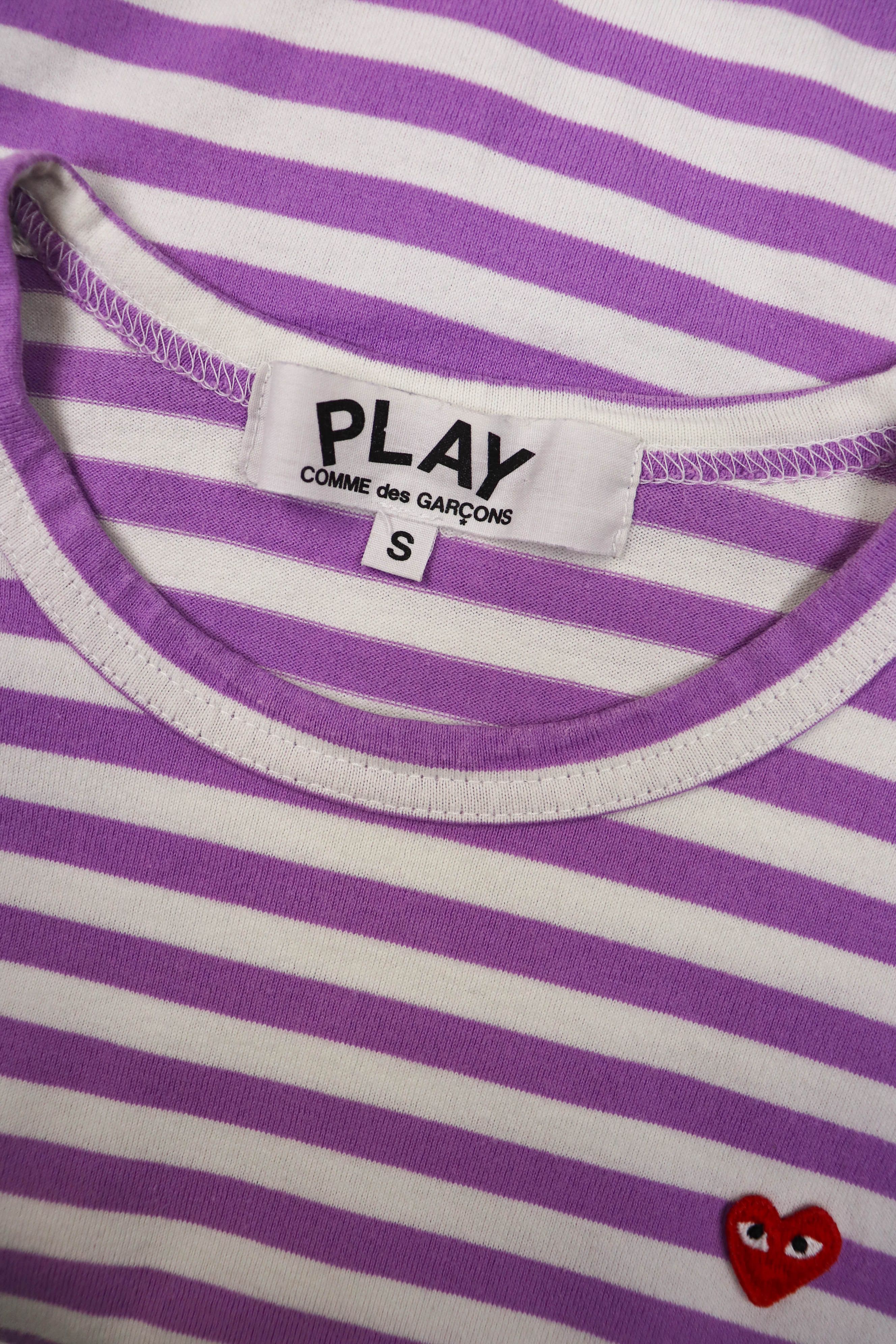 Comme des Garcons Comme des Garçons Purple White Striped Long Sleeve T-shirt Size S / US 4 / IT 40 - 9 Thumbnail