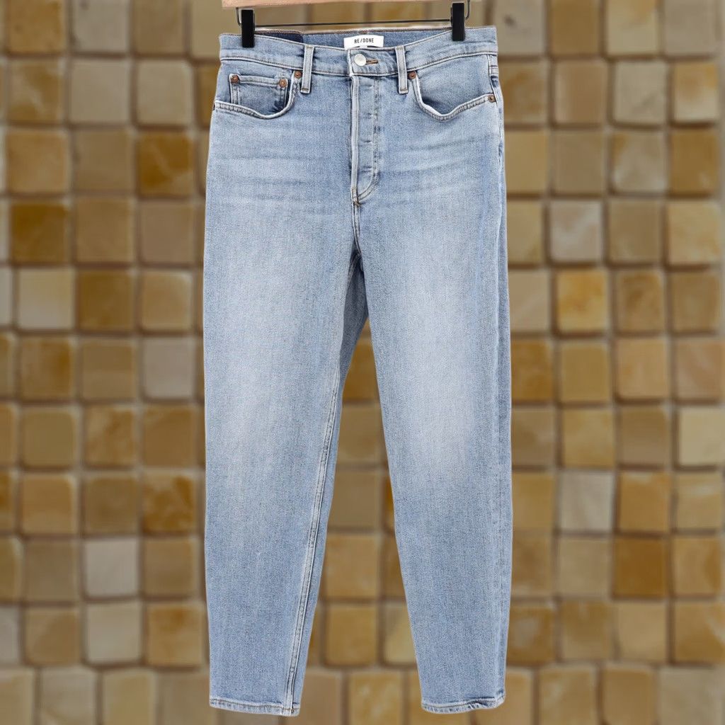 RE/DONE Re/Done Jeans Women's High Rise Ankle Crop Denim Indigo Blue Sz 28 Regular 5-Pocket Stretch Crop Size 28" / US 6 / IT 42 - 1 Thumbnail
