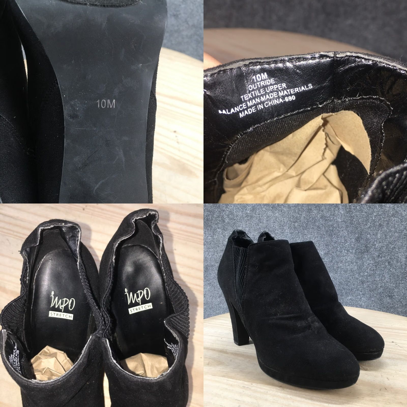 Vintage Impo Stretch Boots Womens 10 M Outride Ankle Booties Heels Black Fabric Pull On Size US 10 / IT 40 - 10 Thumbnail