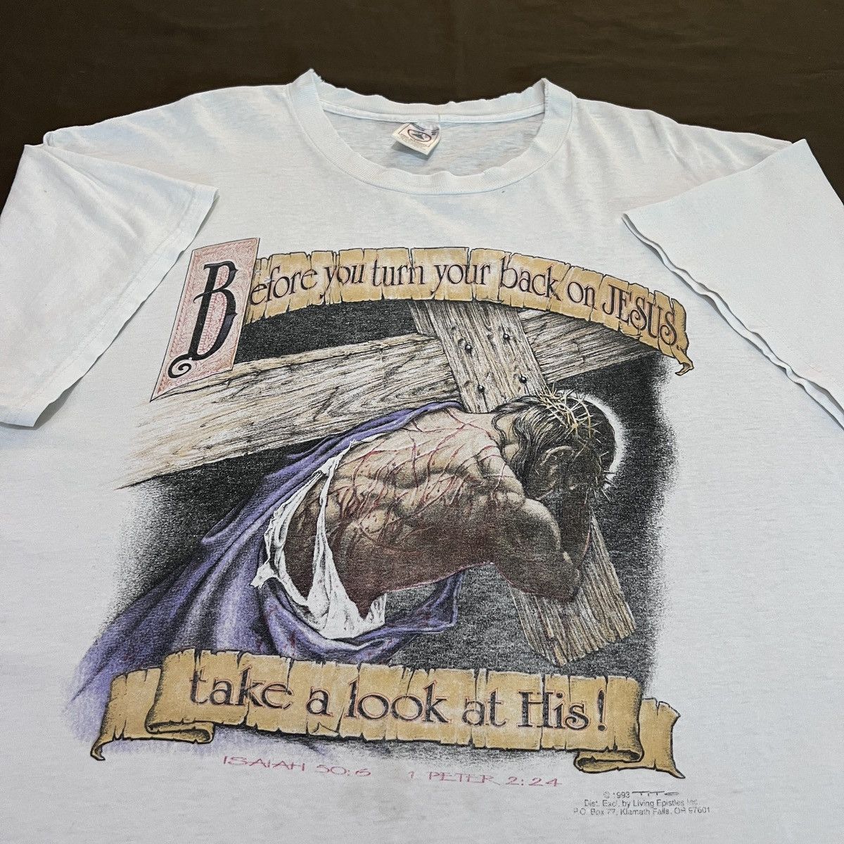 Vintage Vintage 90s Before You Turn Your Back On Jesus Tee XL Faded Size US XL / EU 56 / 4 - 5 Thumbnail