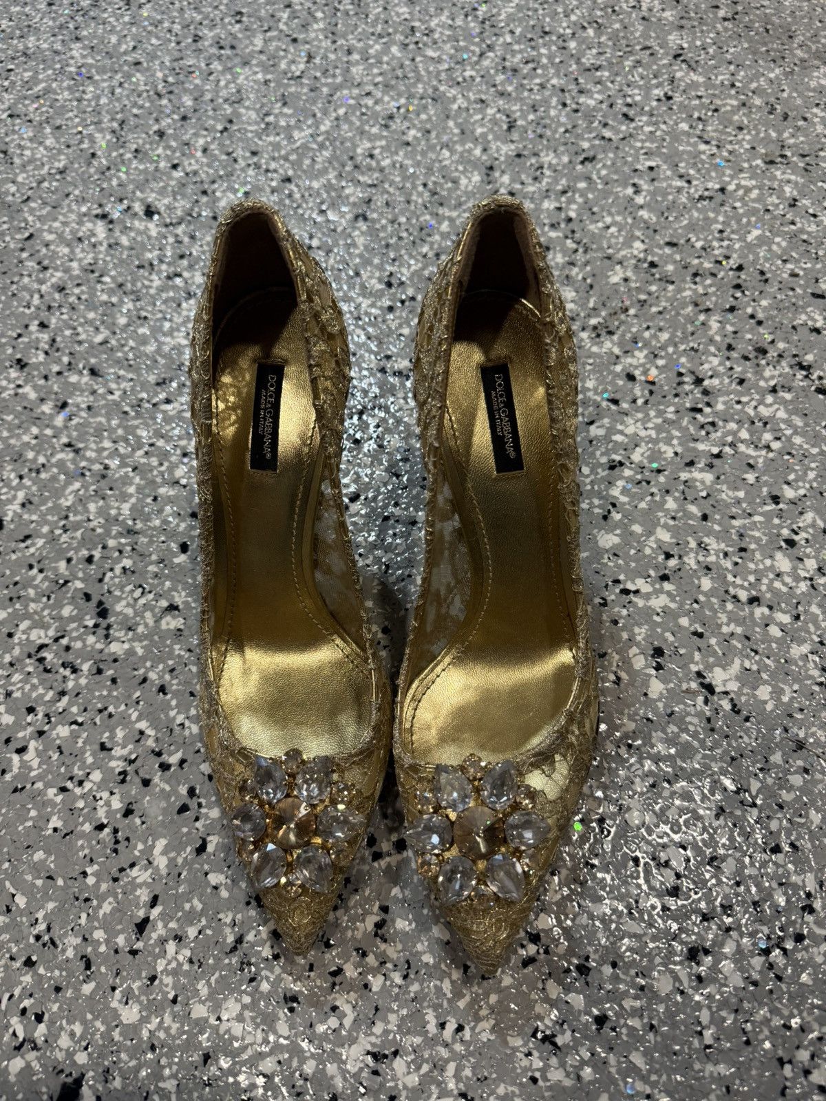 Dolce & Gabbana rhinstone gold heels Size US 9.5 / IT 39.5 - 1 Thumbnail