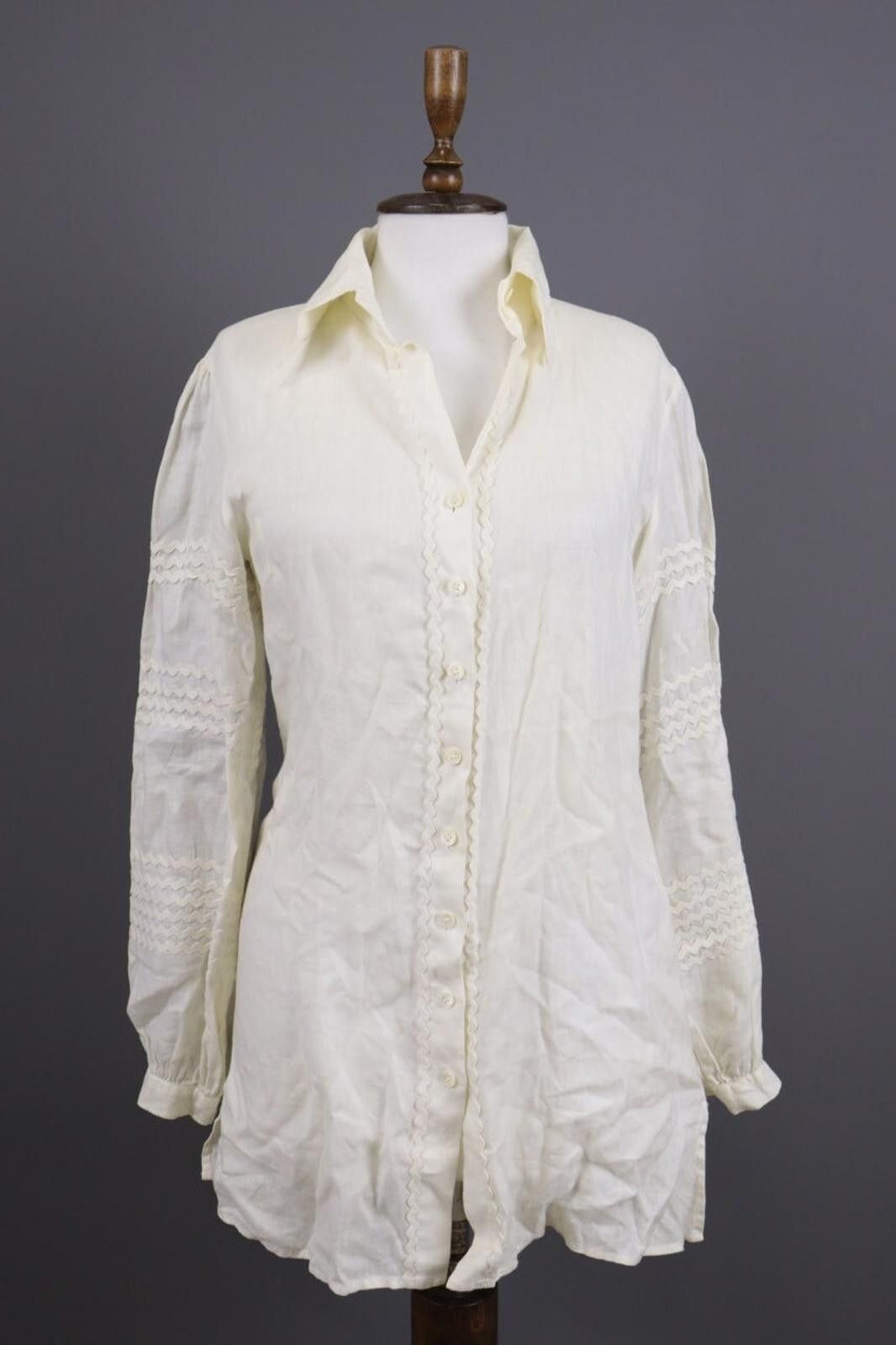 Anne Fontaine Embroidered Top Blouse Tunic Shirt Sz 38