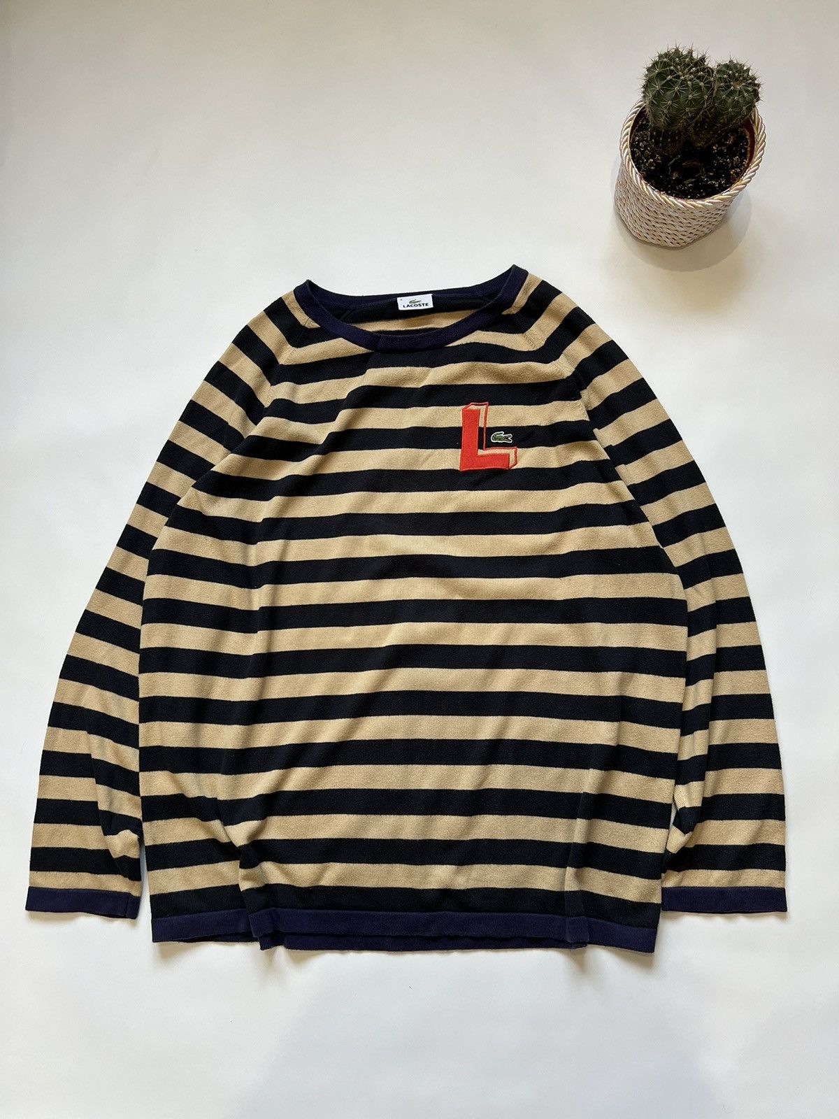 Lacoste Vintage 90’s Lacoste Striped Sweater Size US XXL / EU 58 / 5 - 1 Thumbnail
