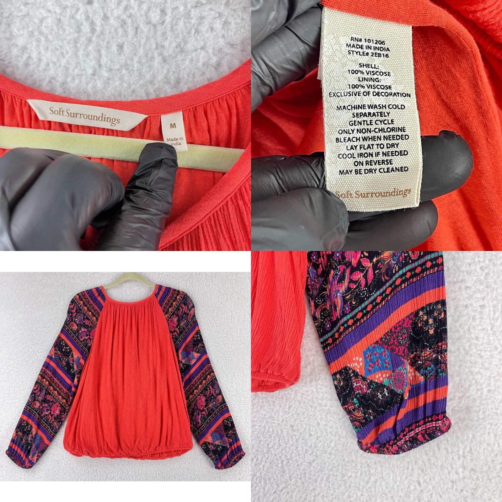 Soft Surroundings Soft Surroundings Blame Rio Embroidered Shirt Womens Long Sleeve Size M Orange Casual Bohemian Womens Regular Sleeve Shirt Size M / US 6-8 / IT 42-44 - 8 Thumbnail