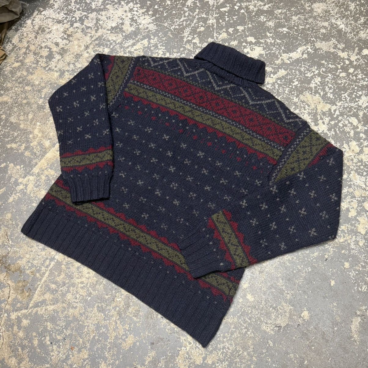 Vintage Vintage Polo Ralph Lauren Navy Blue Handknit Wool Sweater Size US L / EU 52-54 / 3 - 10 Thumbnail