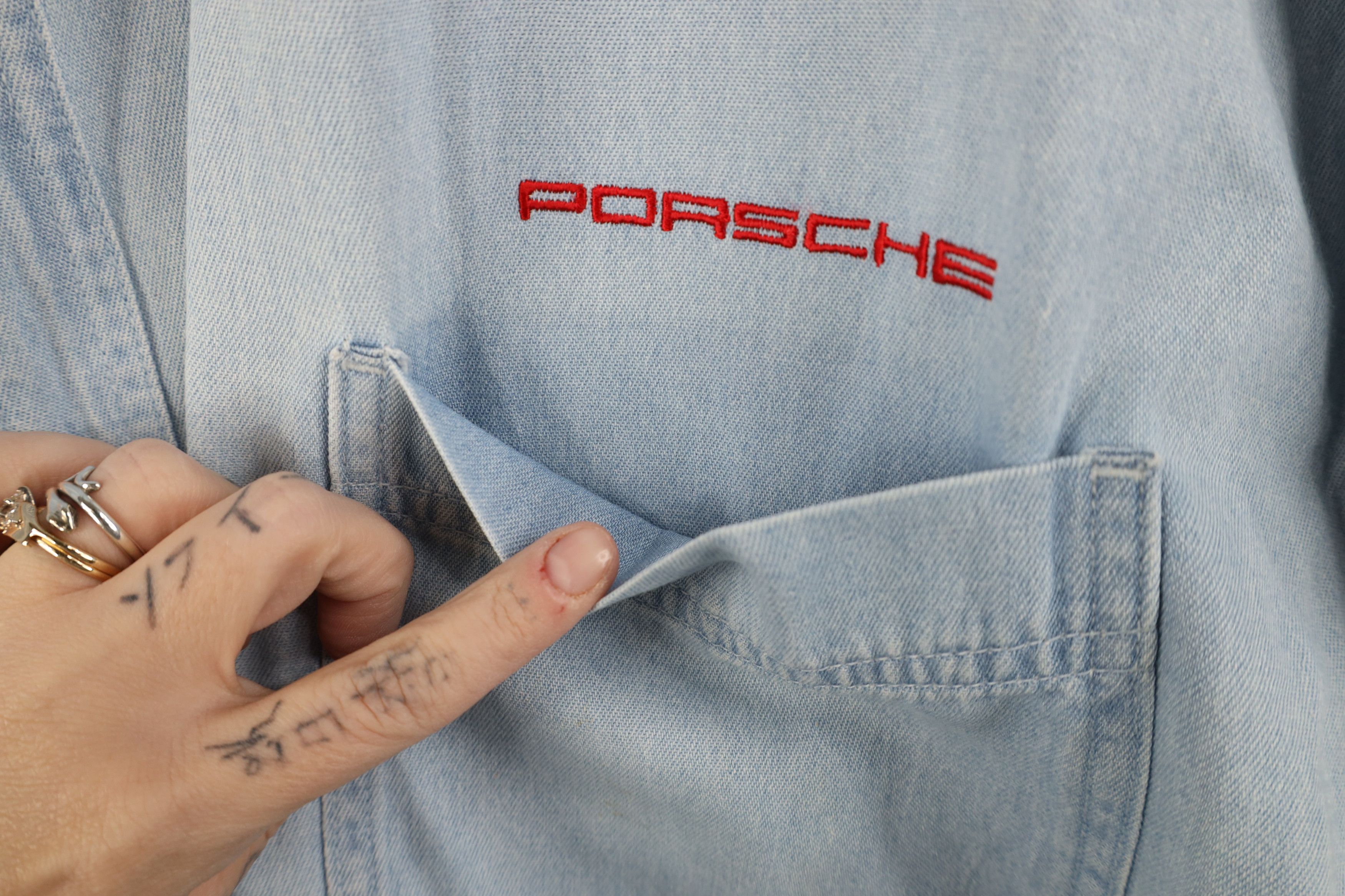 Vintage Vintage 90s Porsche Racing Denim Button Down Shirt USA Size US XL / EU 56 / 4 - 5 Thumbnail