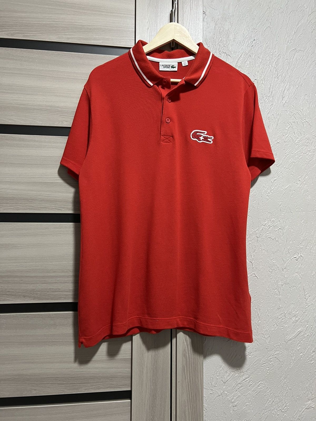 Lacoste 🇨🇭Rare Lacoste Sport SUI Polo Vintage Red Style Chief Keef Size US L / EU 52-54 / 3 - 1 Thumbnail