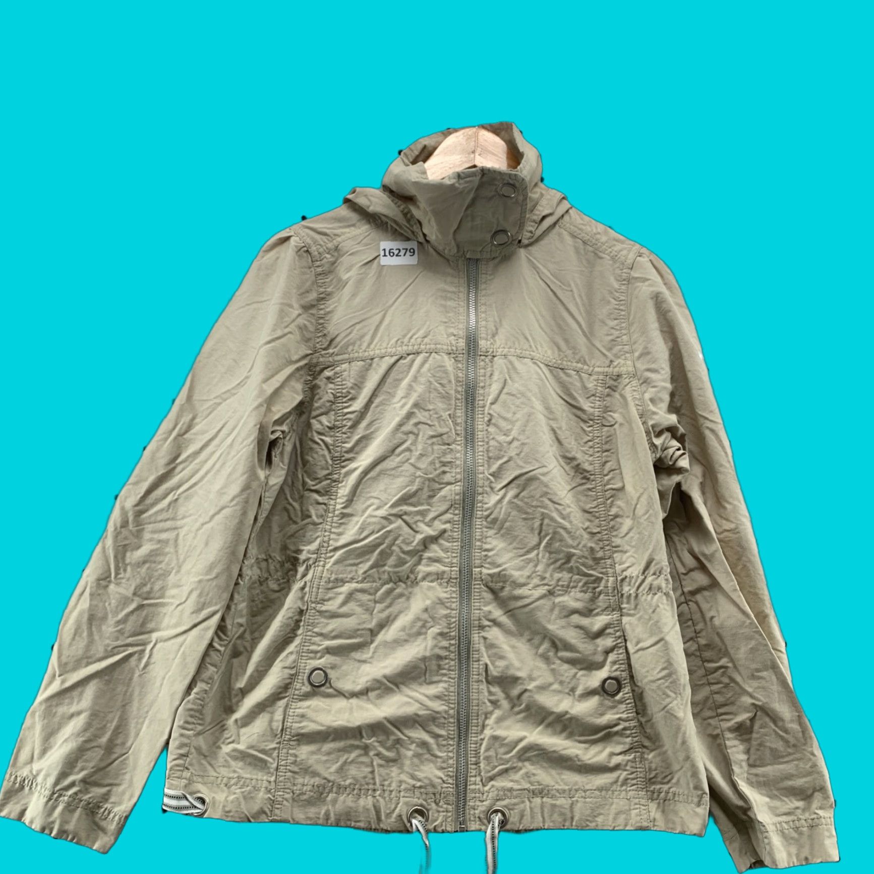 Vintage Columbia Womens Lightweight Hooded Jacket Beige Medium Full Zip Drawstring Jacket Size M / US 6-8 / IT 42-44 - 1 Thumbnail