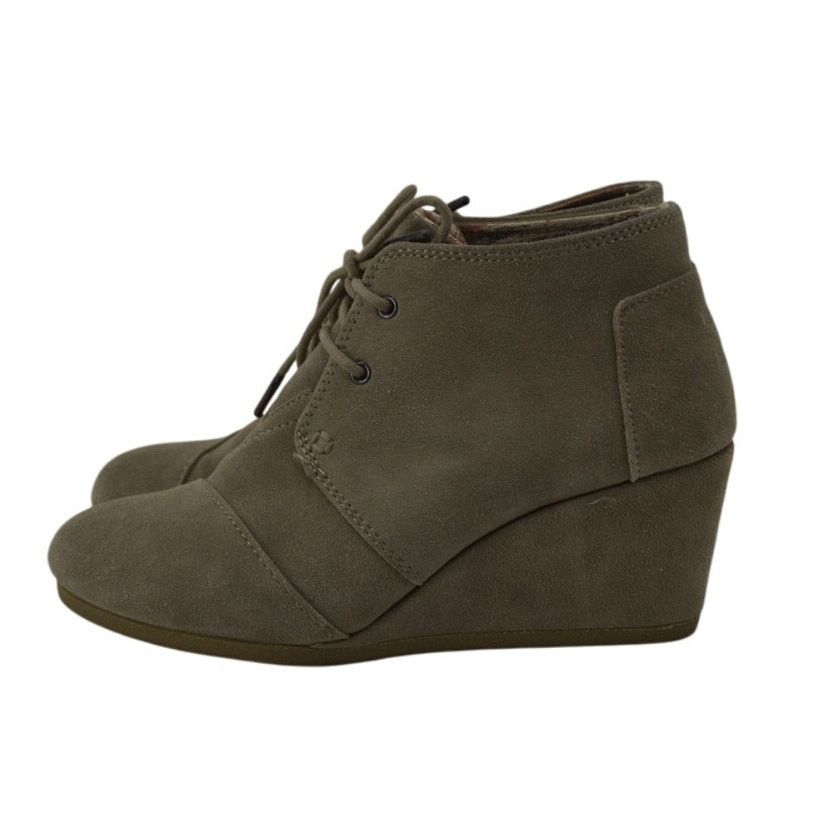 Toms Women’s Taupe Suede Wedge Booties Lace-Up Ankle Boots Size 8 Size US 8 / IT 38 - 1 Thumbnail