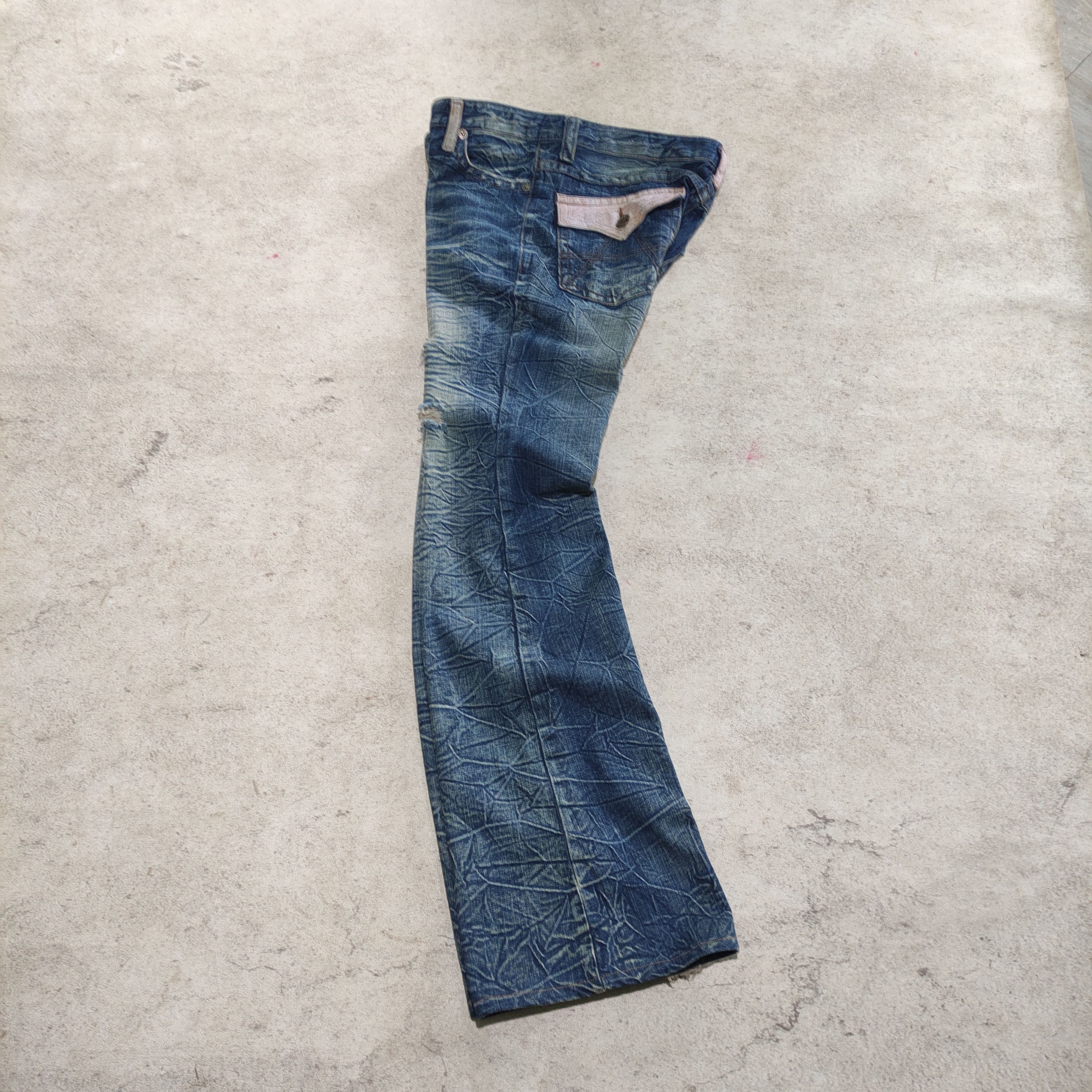 Tornado Mart Agate Label Distressed Flare Jeans — 2000s if6w9 Size US 32 / EU 48 - 3 Thumbnail