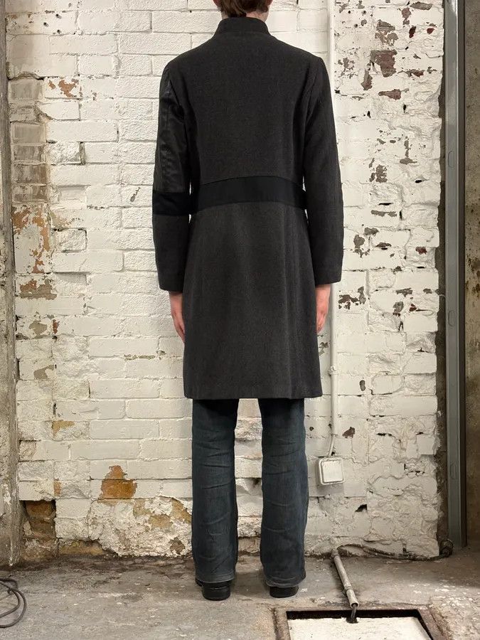 Dirk Bikkembergs 2000s Bikkembergs Dark Grey Hybrid Wool & Leather Coat Size US S / EU 44-46 / 1 - 3 Thumbnail