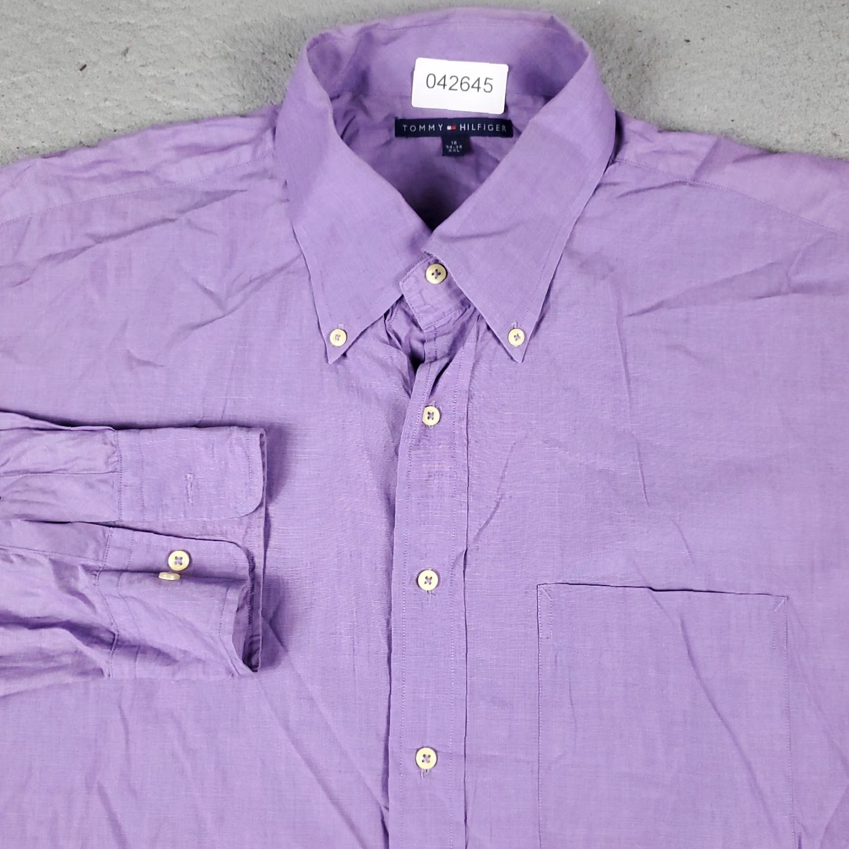 Tommy Hilfiger VINTAGE Tommy Hilfiger Shirt Mens 2XL Purple Casual Button Up Long Sleeve Size US XXL / EU 58 / 5 - 2 Thumbnail