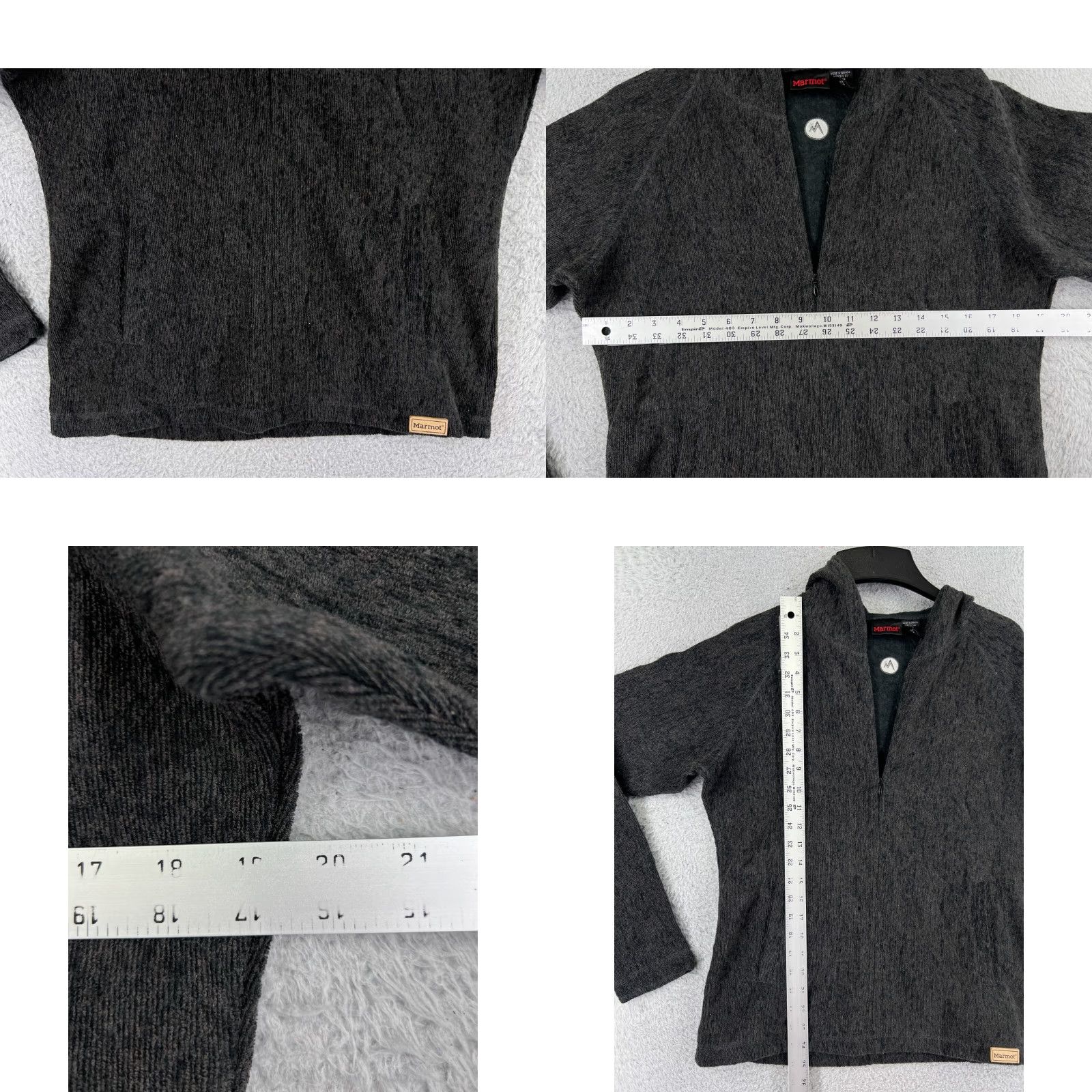 Marmot Marmot Women Medium Gray Full Zip Hood Wool Blend Hoodie Jacket Pocket Gorpcore Shirt Size M / US 6-8 / IT 42-44 - 8 Thumbnail