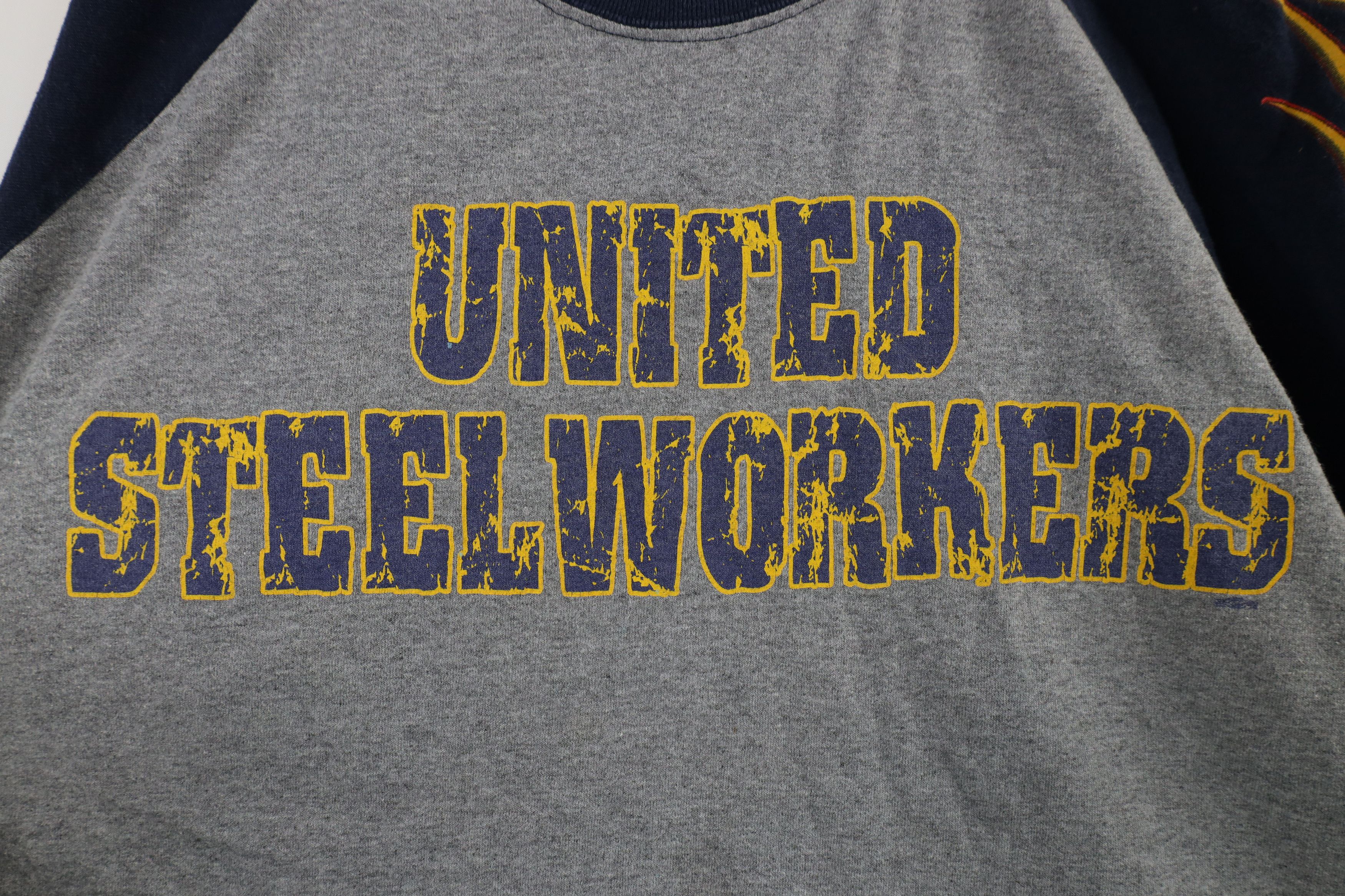 Vintage Vintage 90s Union Made United Steel Workers T-Shirt Gray USA Size US XL / EU 56 / 4 - 4 Thumbnail