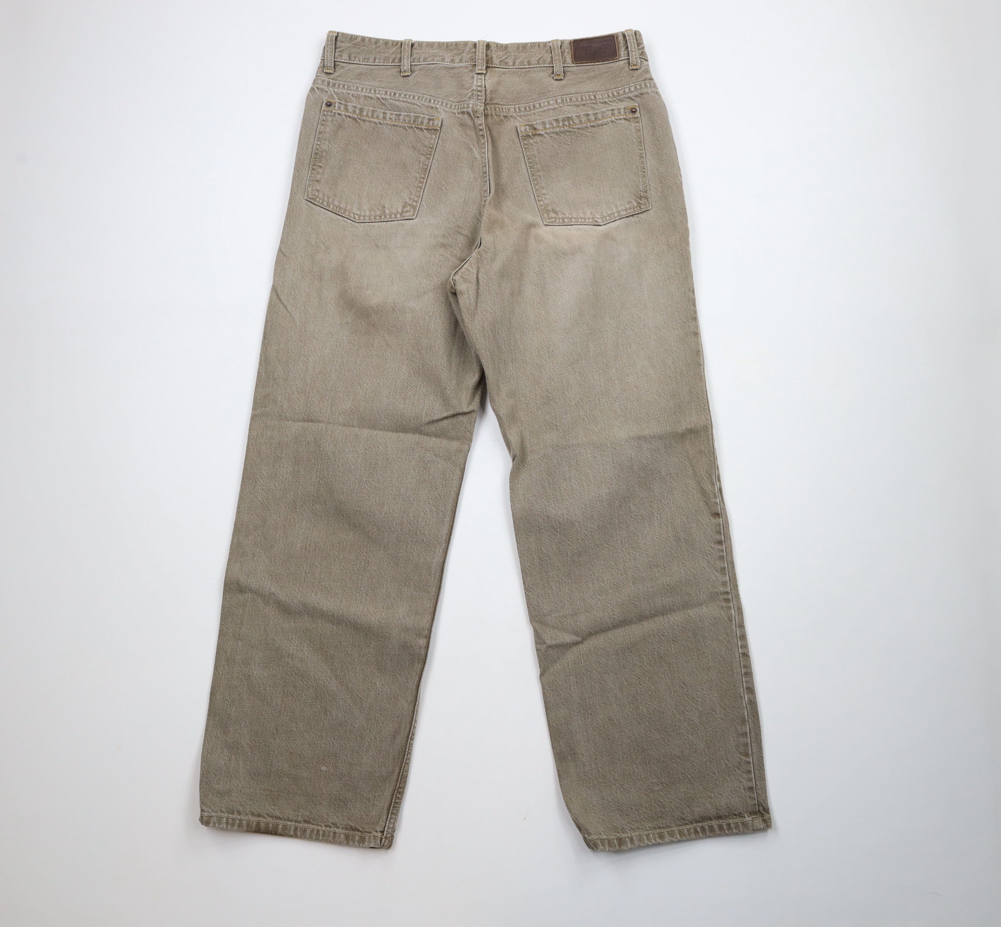 L.L. Bean × Vintage Vintage 90s LL Bean Fit Wide Leg Denim Jeans Beige Cotton Size US 34 / EU 50 - 7 Thumbnail