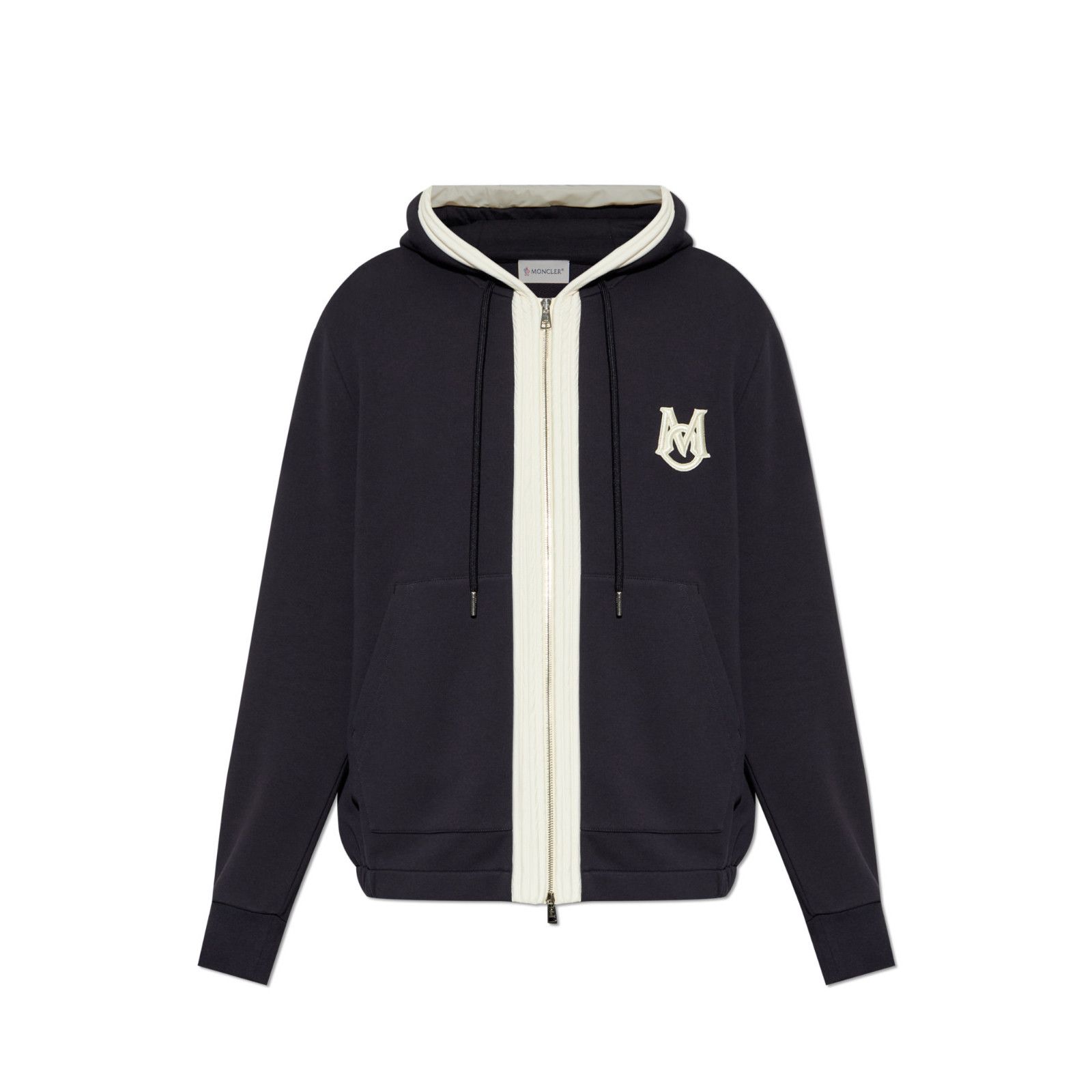 MONCLER Men's Navy Blue/White Zip Hoodie New (Men's size:XXL